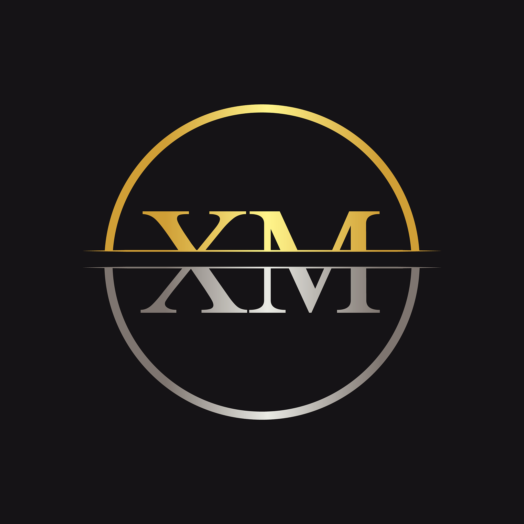 creative letter xm logo with gold and silver