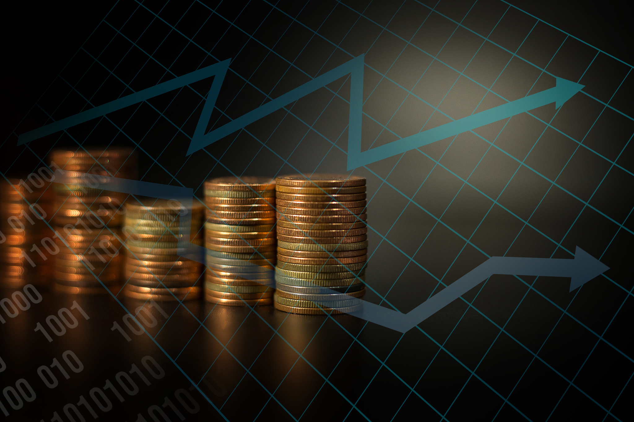 the gold coin stack chart for business idea concept image