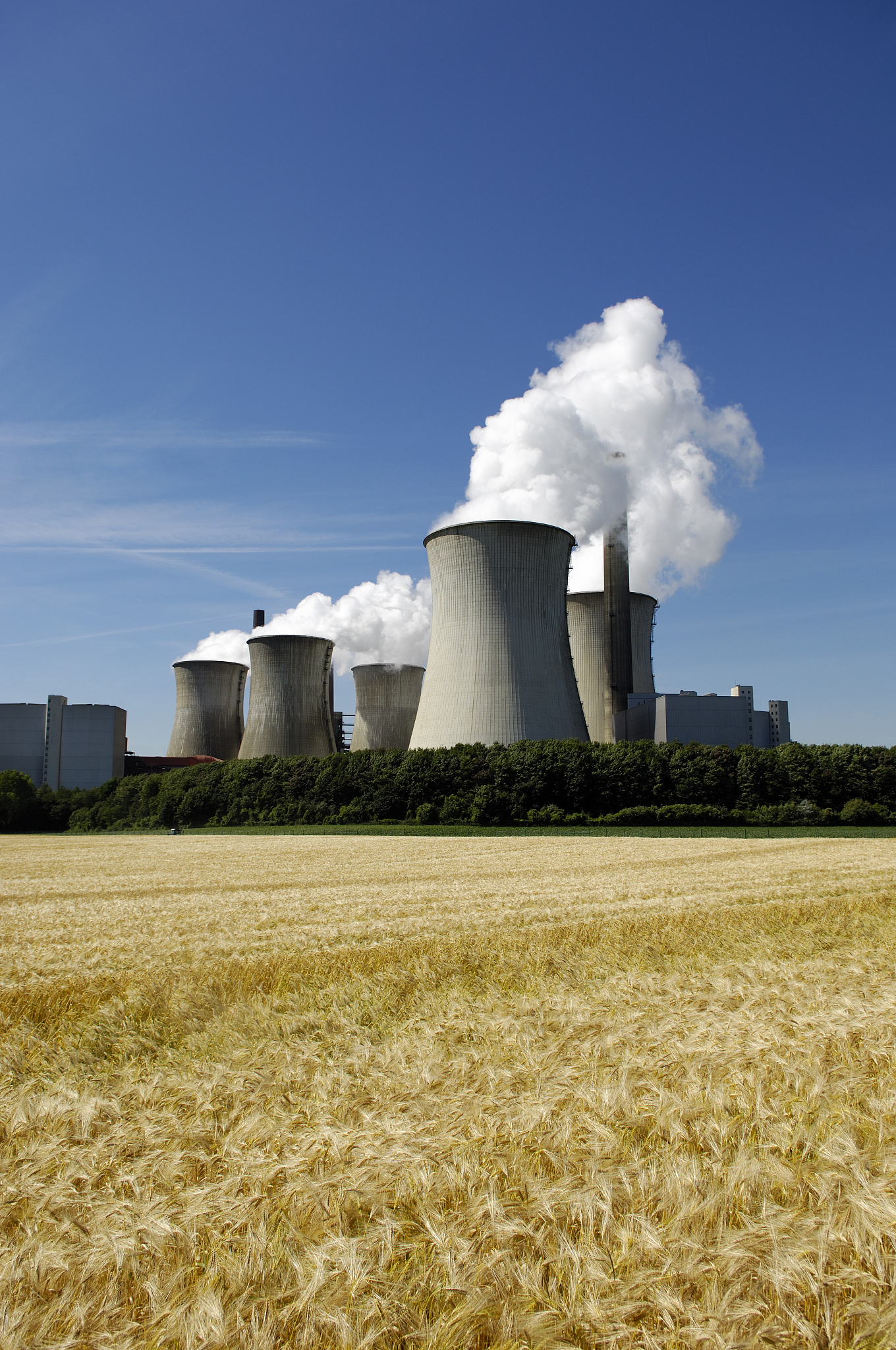 power plant and grain field