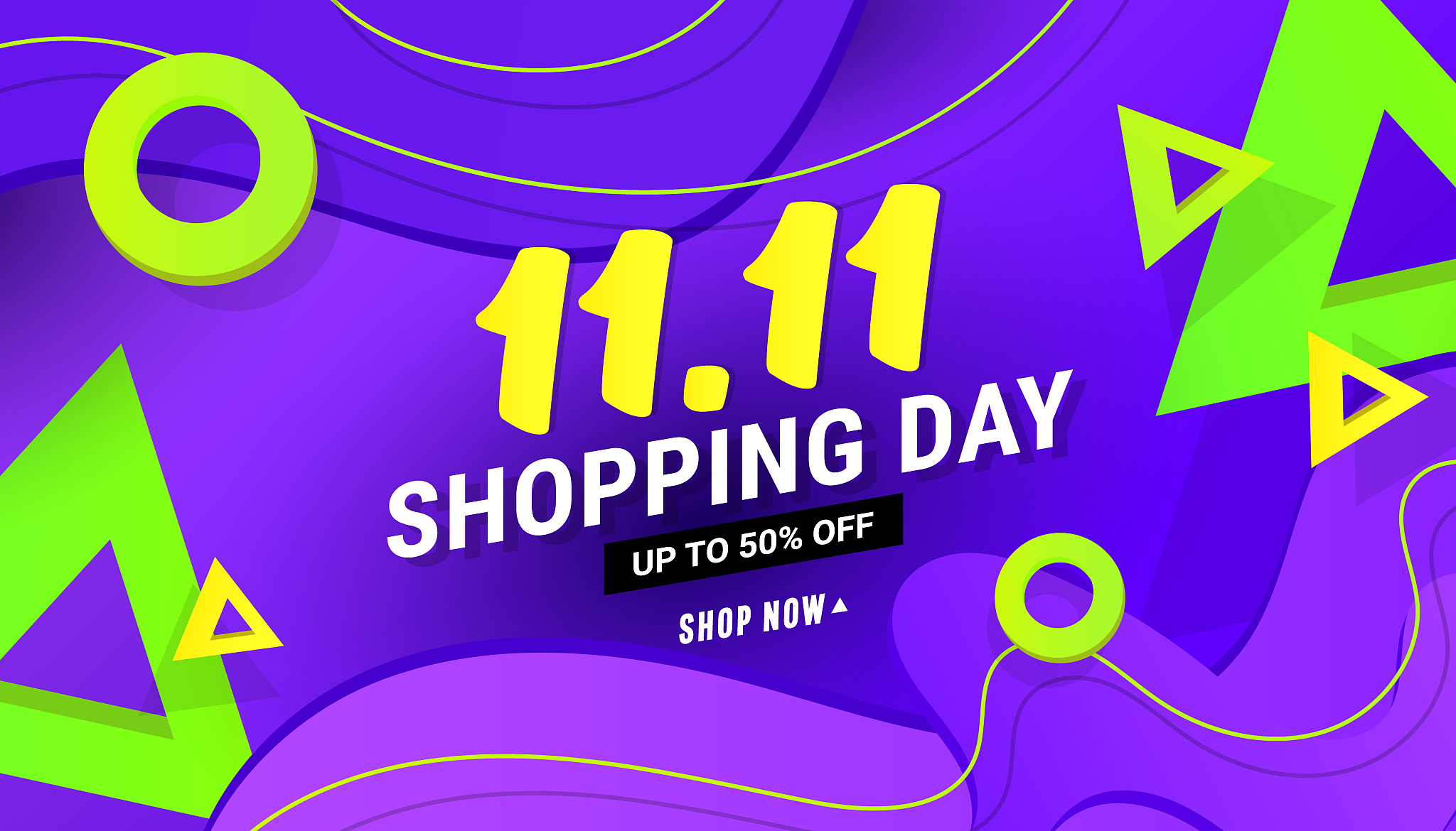 11.11 shopping day sale banner background with polygonal gradien