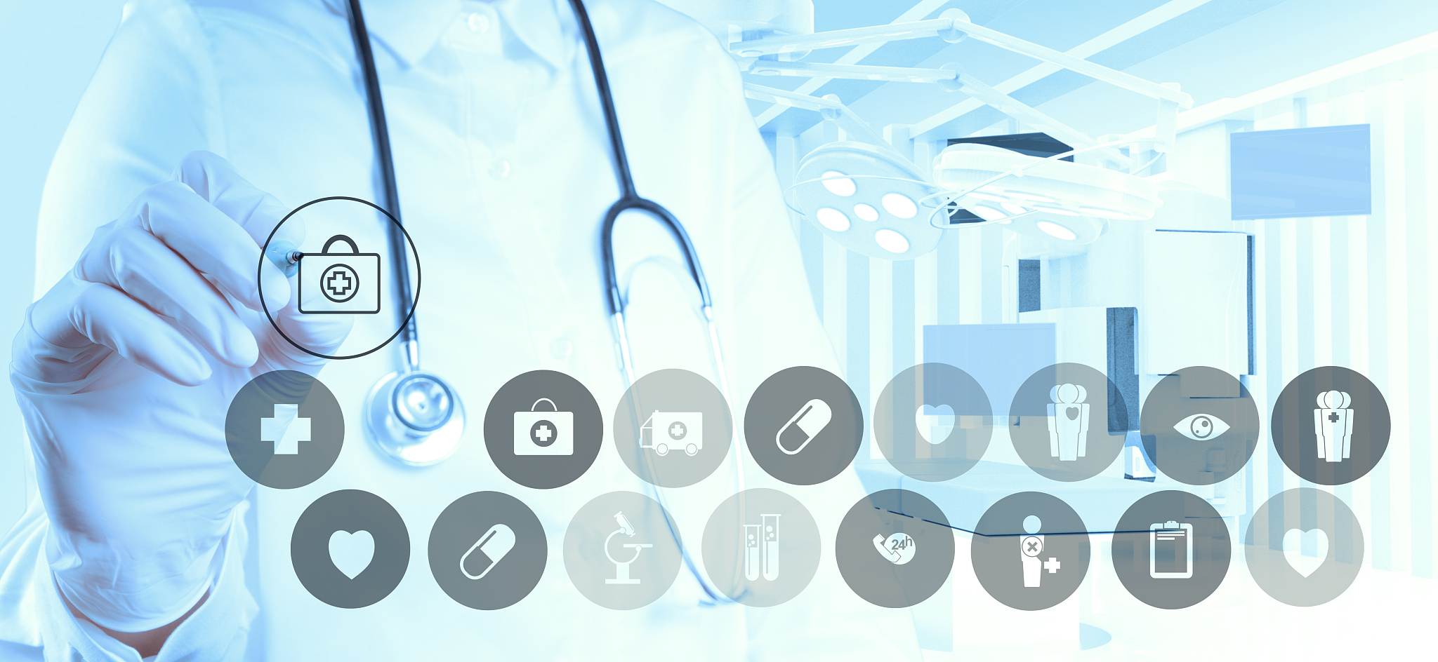 medicine doctor hand working with modern computer interface