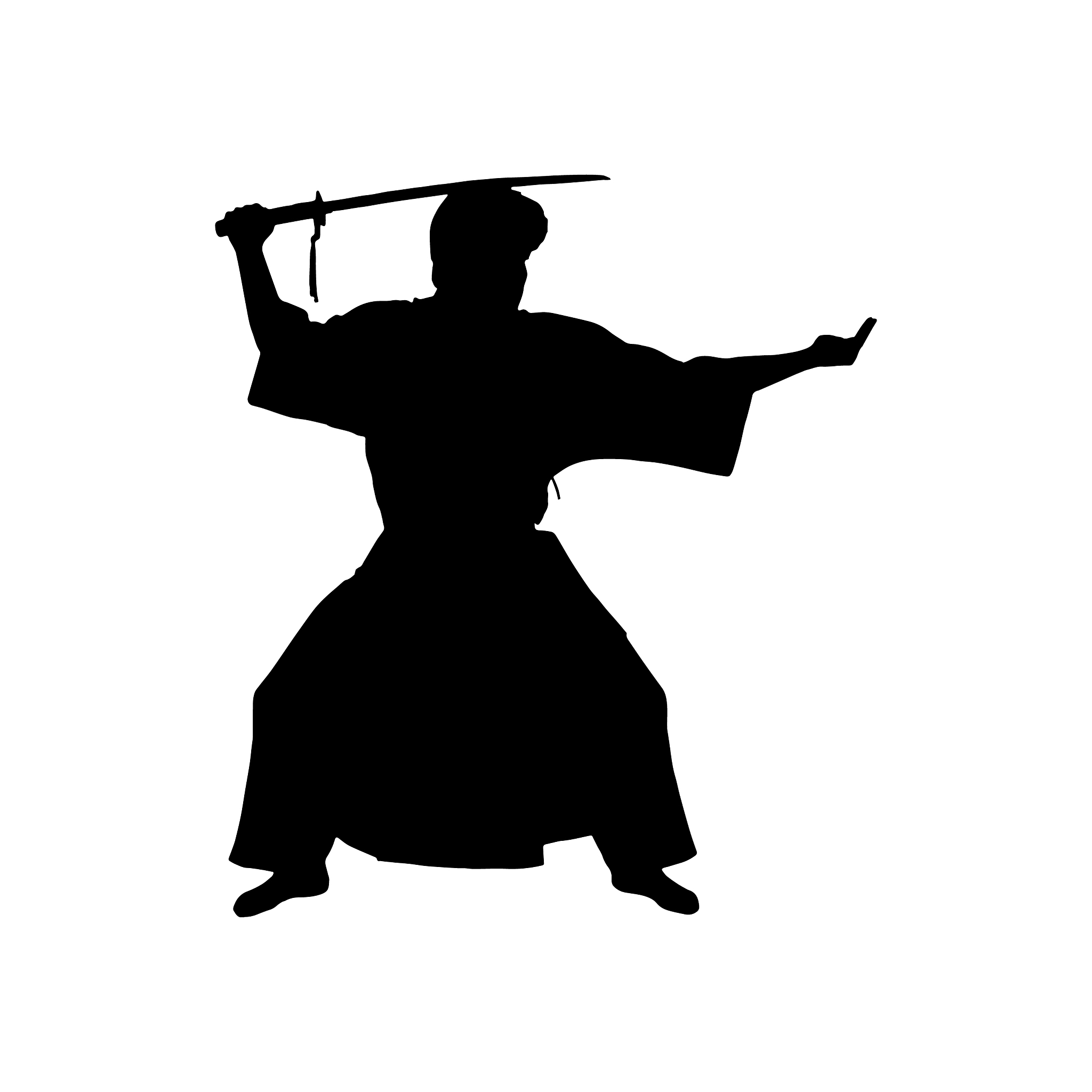 simple outline silhouette a japanese warrior
