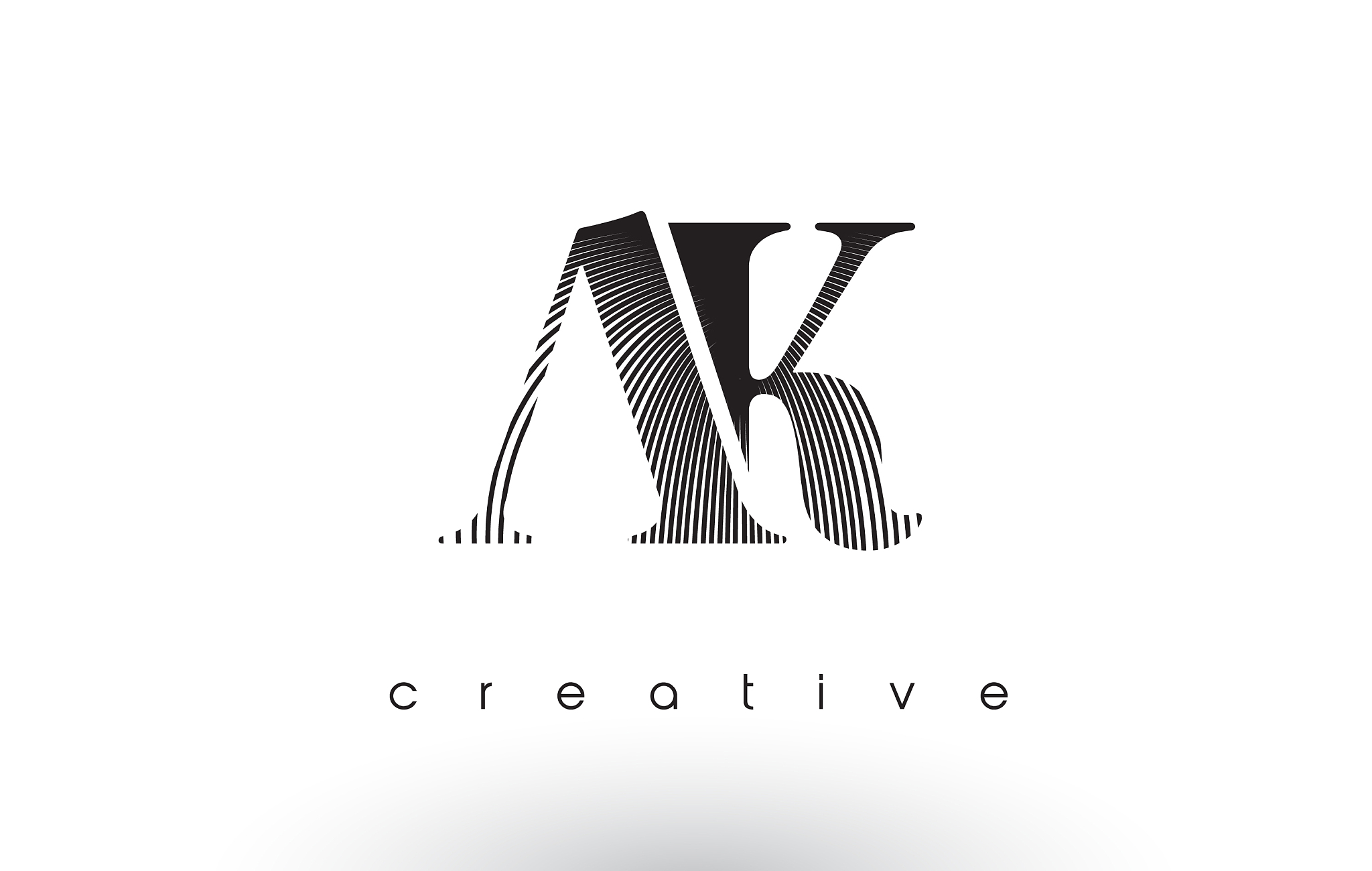 ak logo design with multiple lines and black and