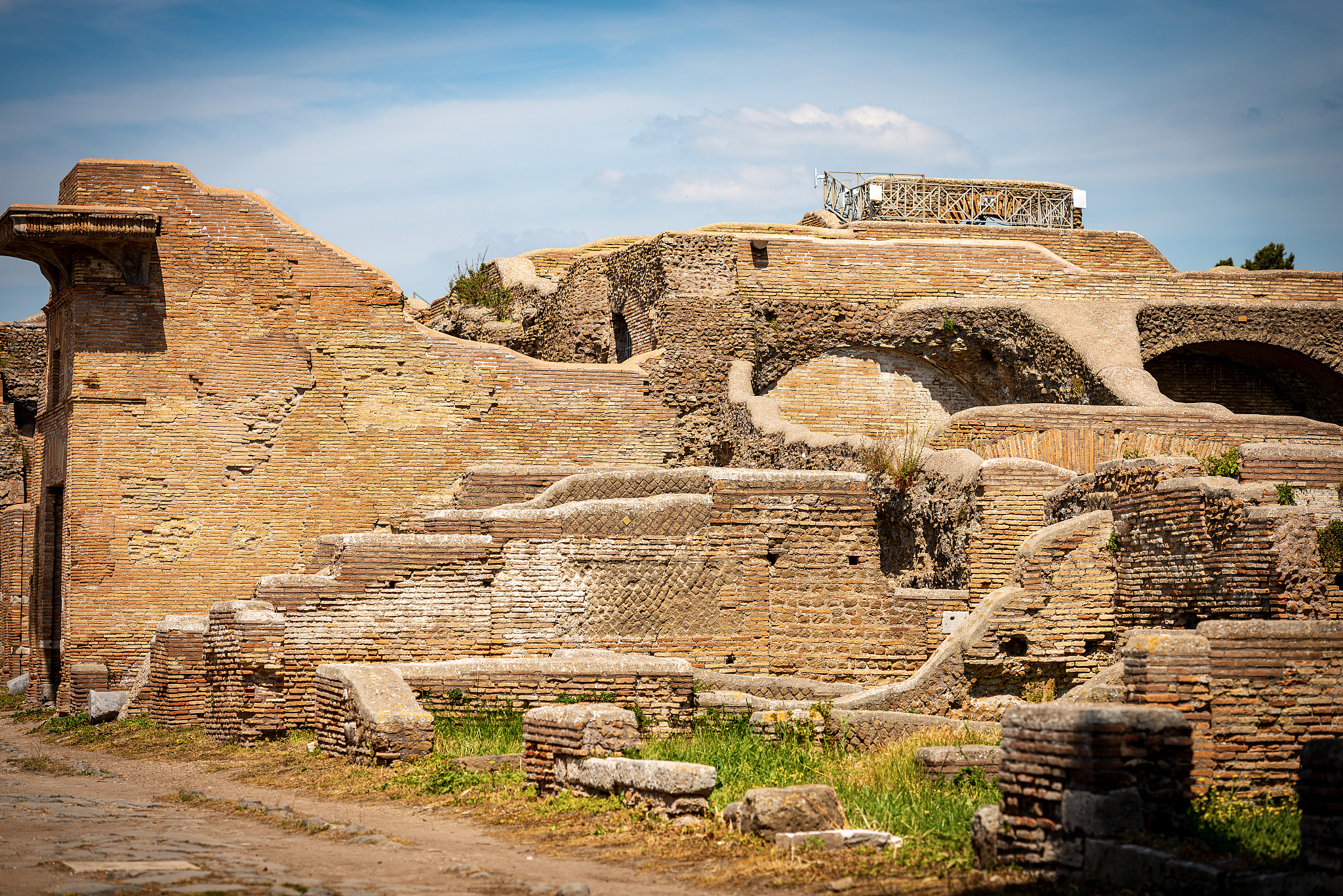 ancient roman buildings in ostia antica archeological site - rom