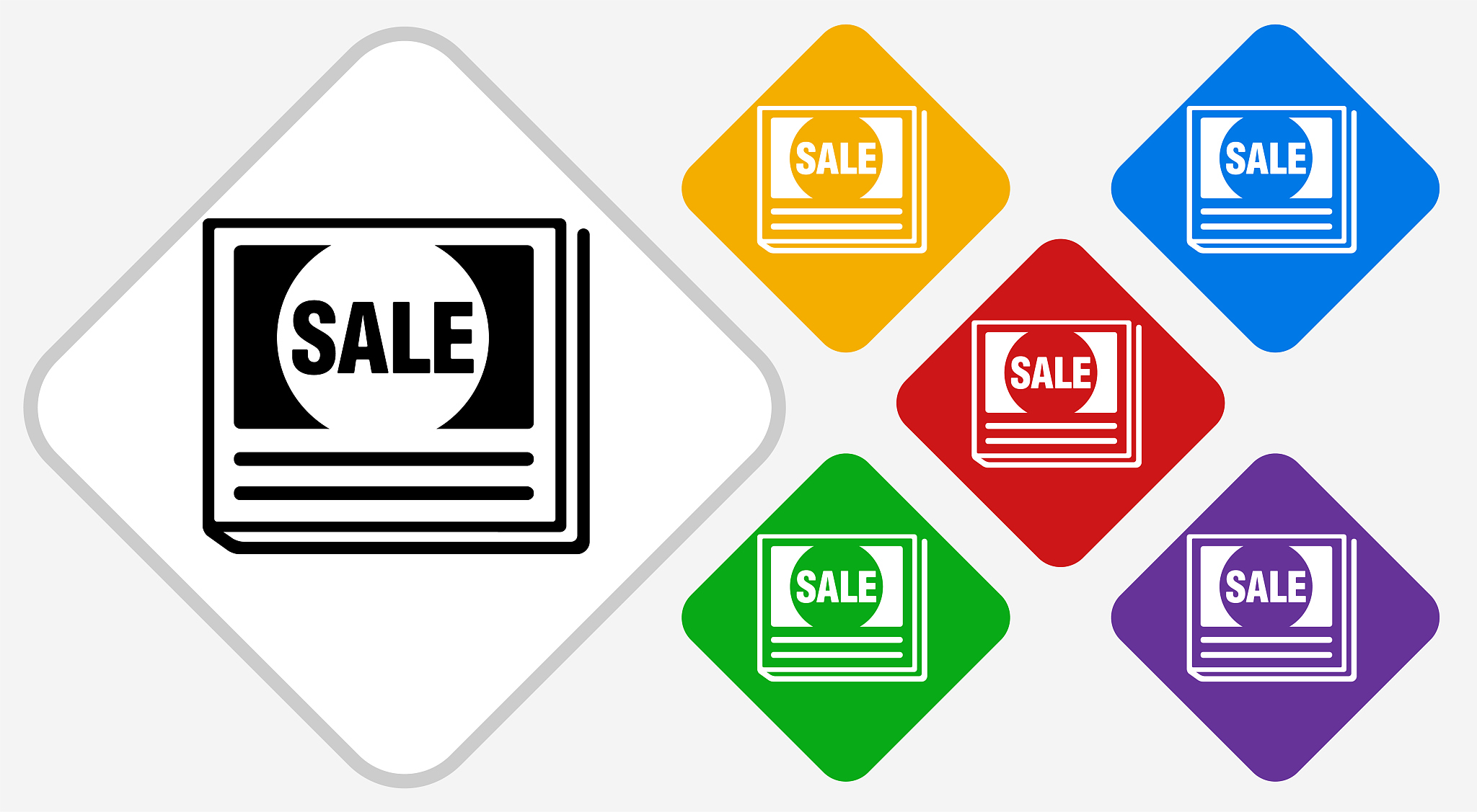 sale newspaper color diamond vector icon