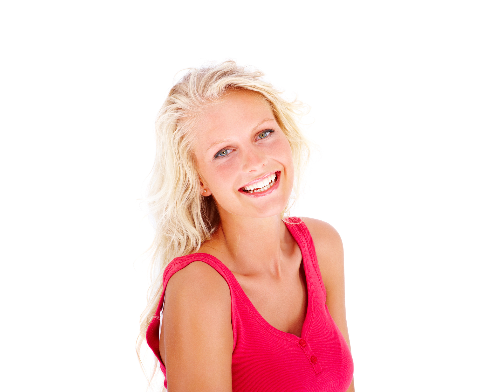 happy young blond isolated on white