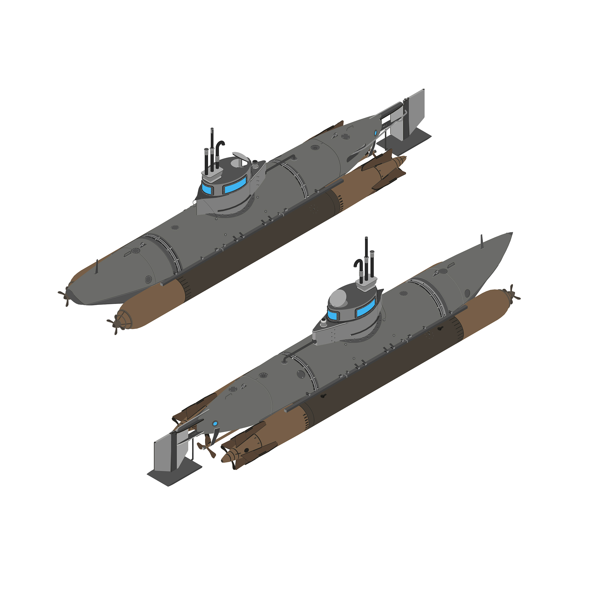submarine isometric flat ship design icon