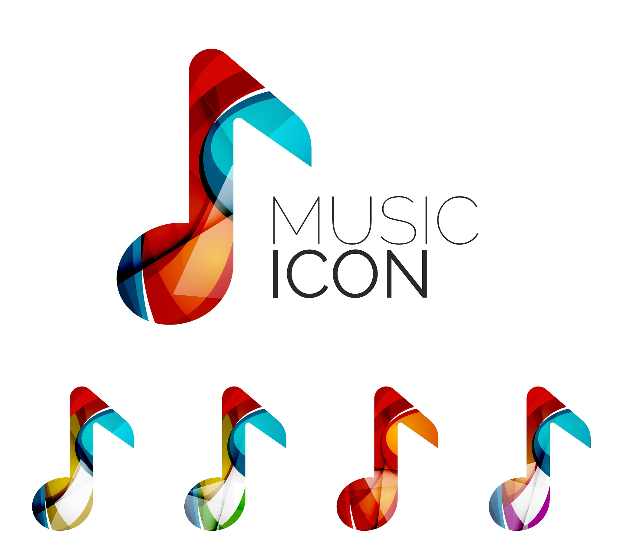 set of abstract music note icon business logotype