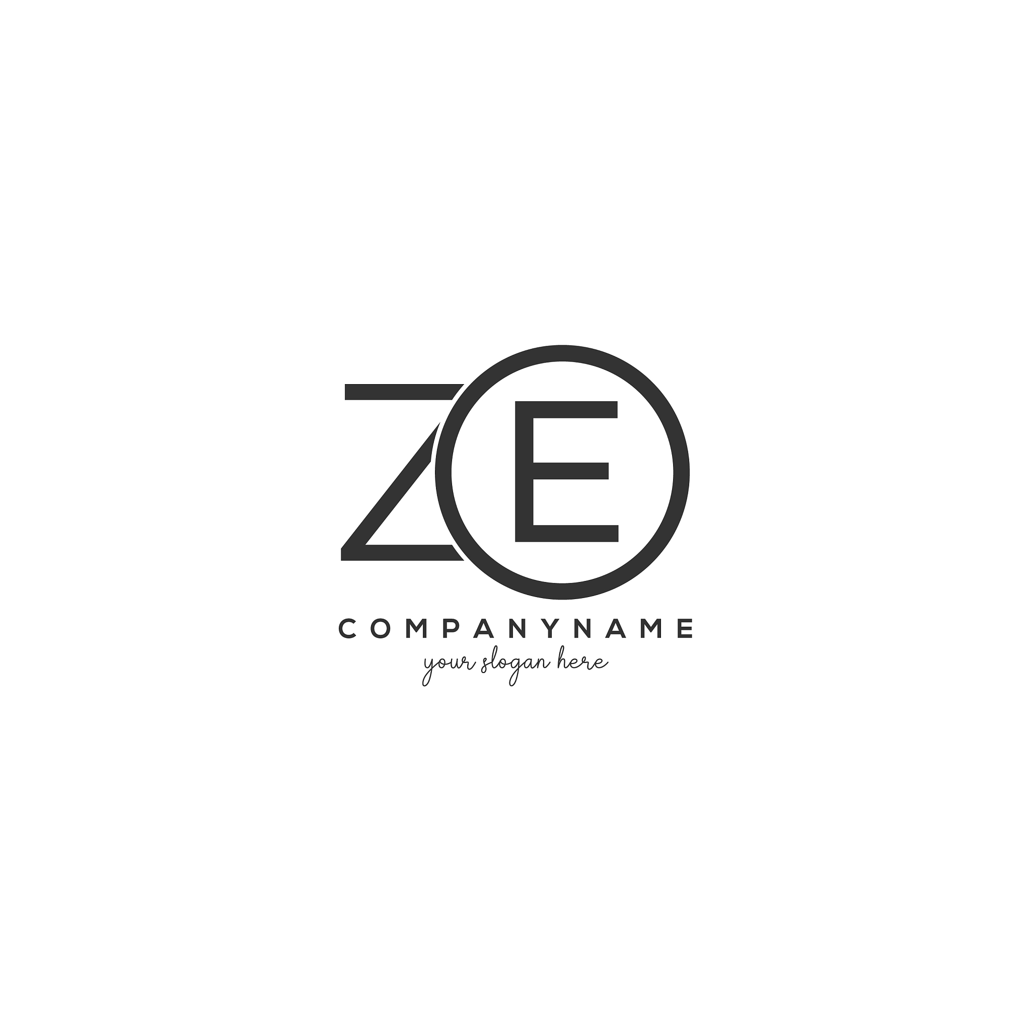 initial ze letter logo with circle template