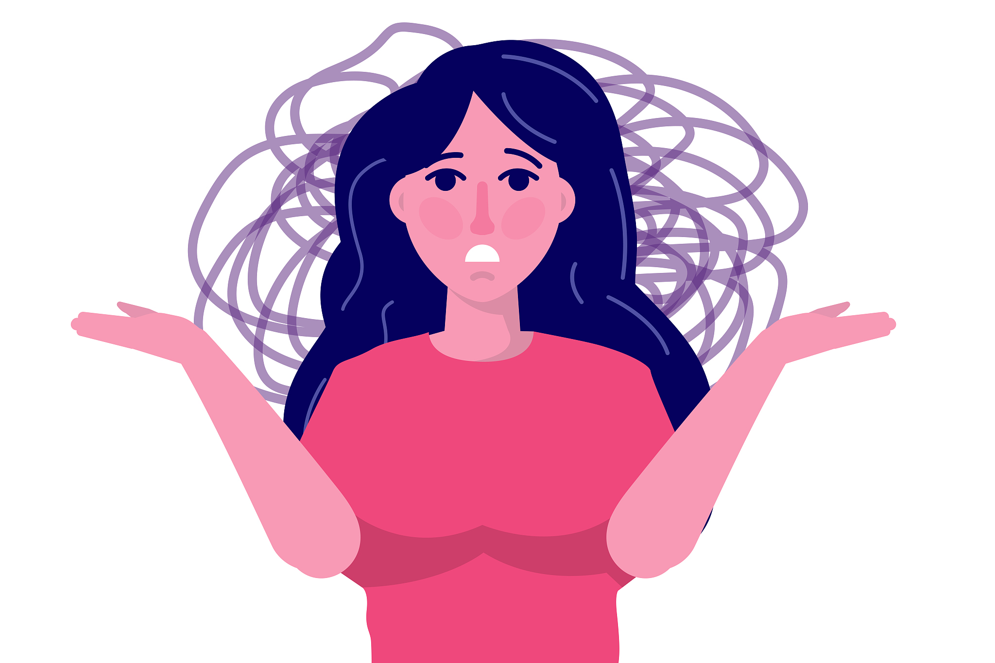 anxious, depression woman . mental health, anxiety, self-decepti