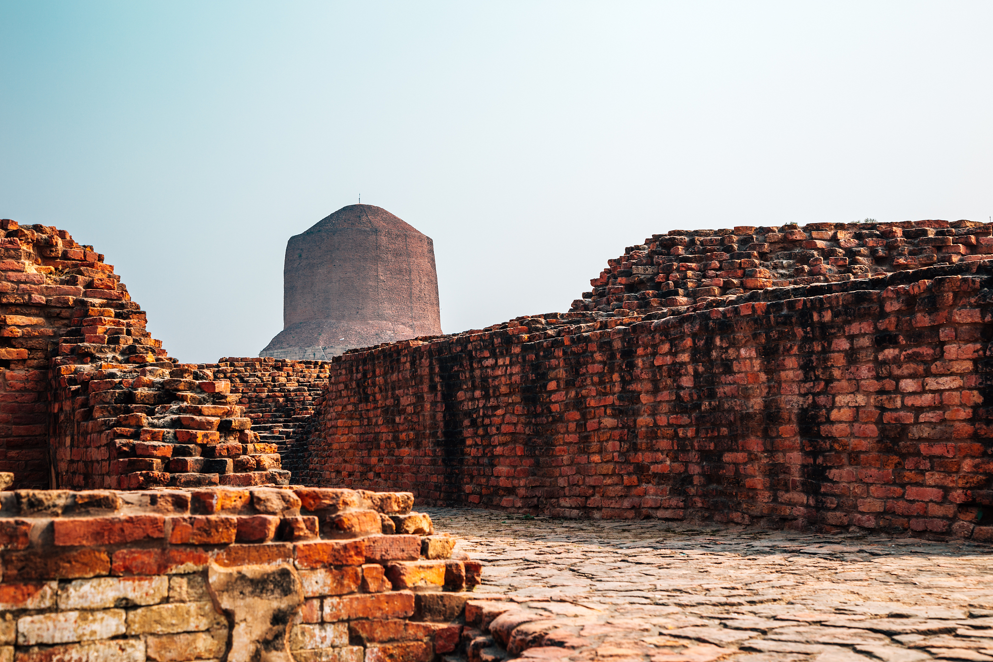 dhamekh stupa sarnath ancient ruins in varanasi, india