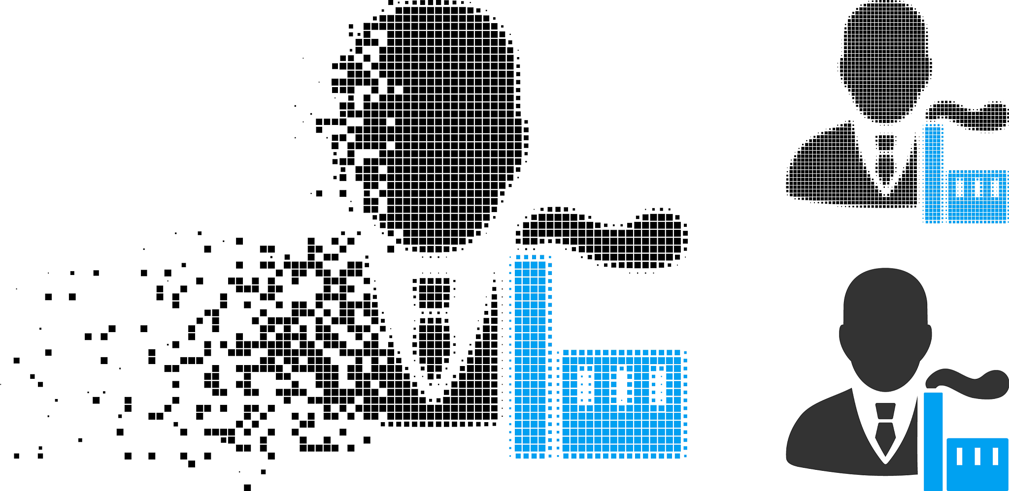 disappearing dot halftone capitalist oligarch icon
