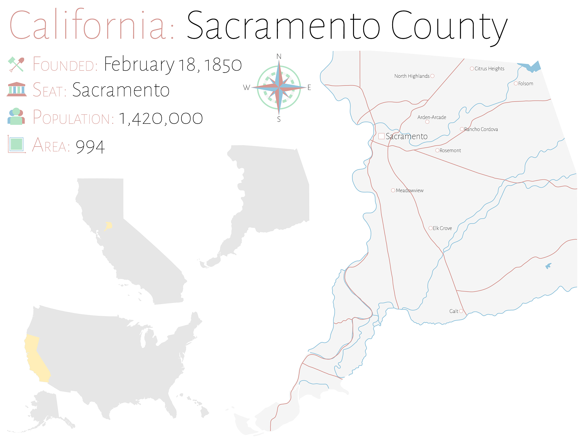 map sacramento county in california