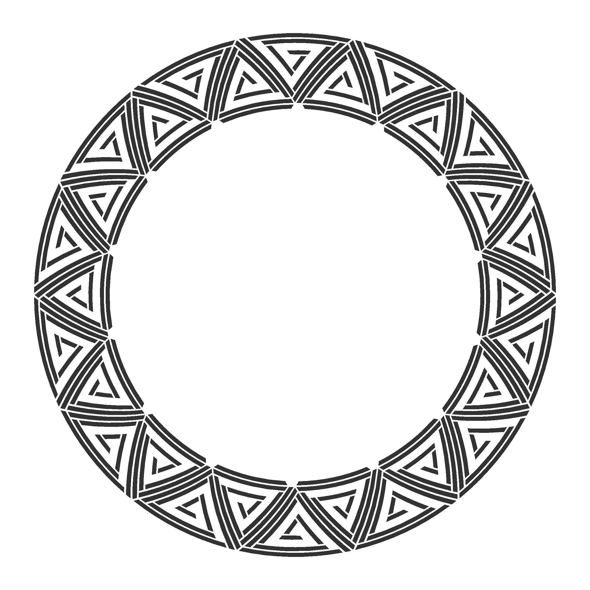 abstract round meander, circular geometric ornament, striped fra
