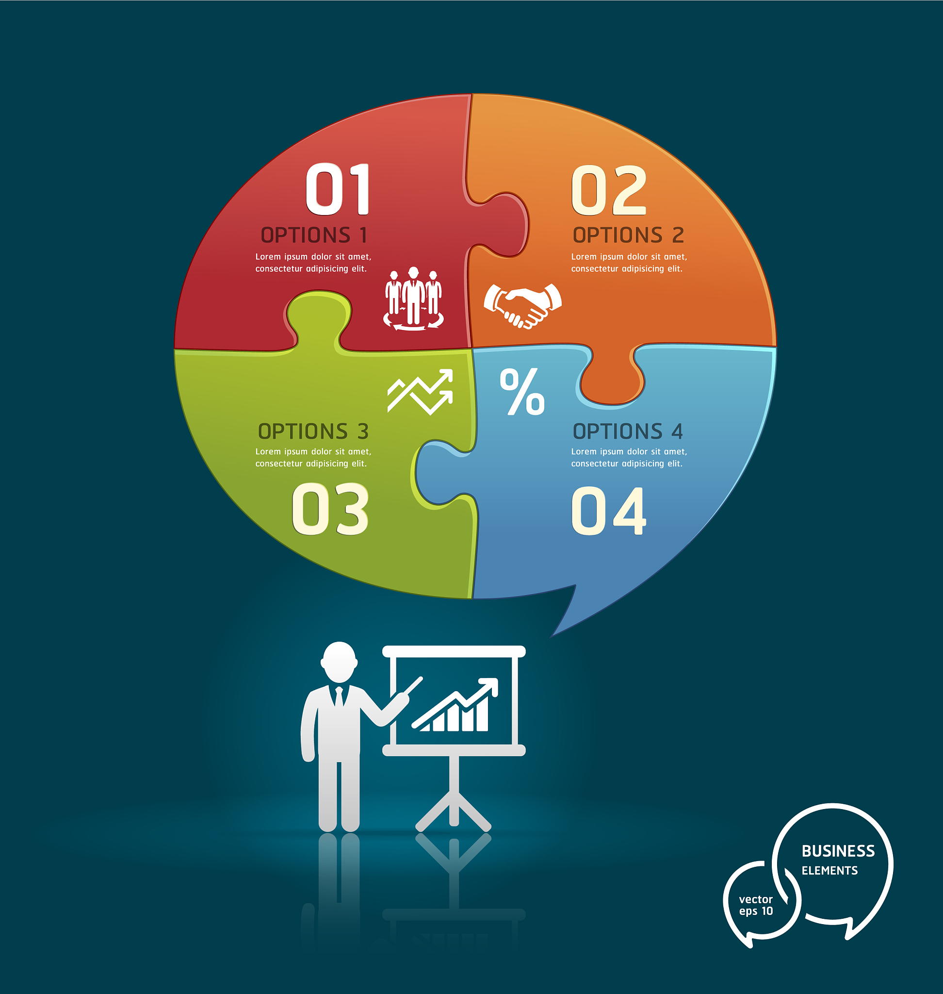 businessman icons presentation with speech bubble
