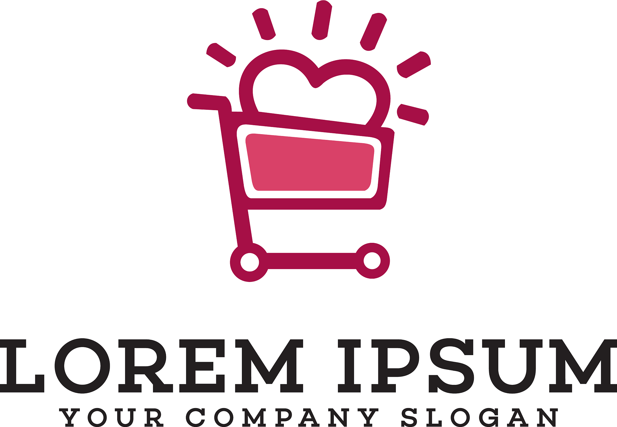 shopping love logo design concept template