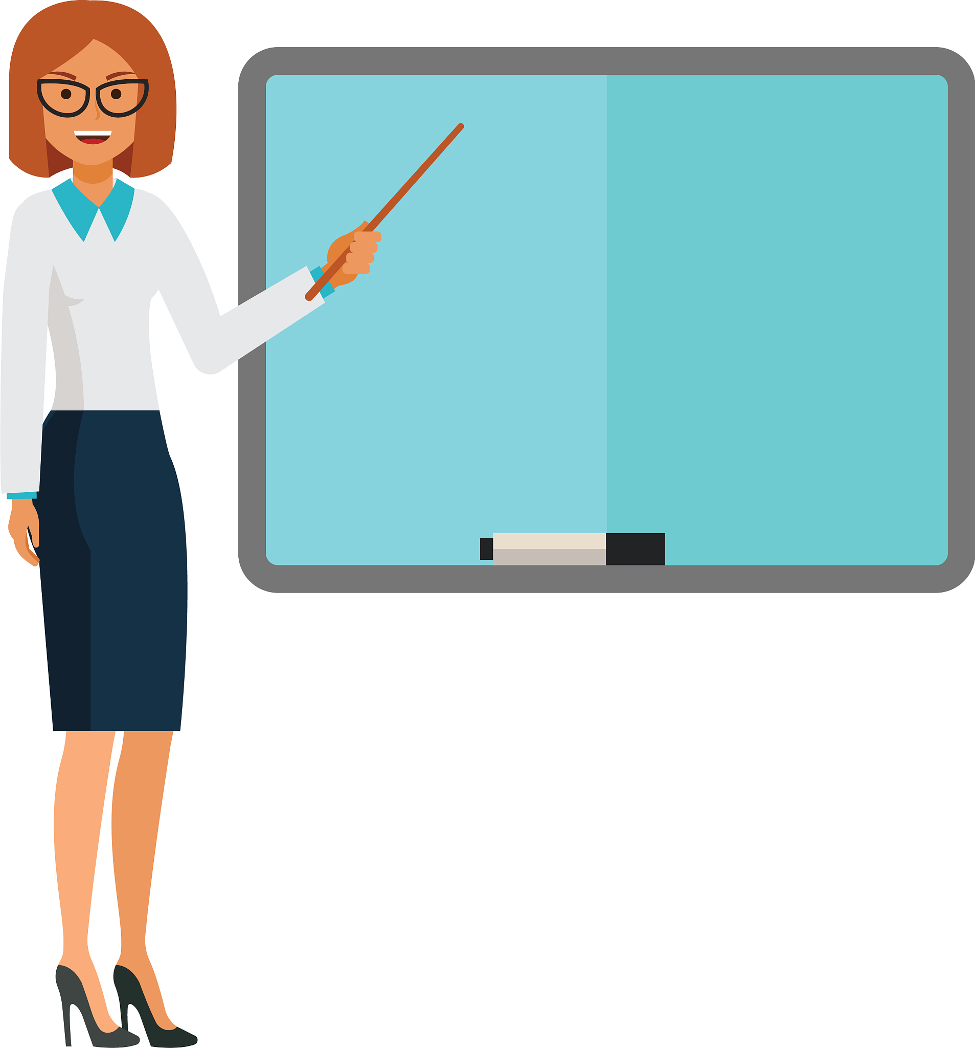 teacher showing presentation cartoon flat