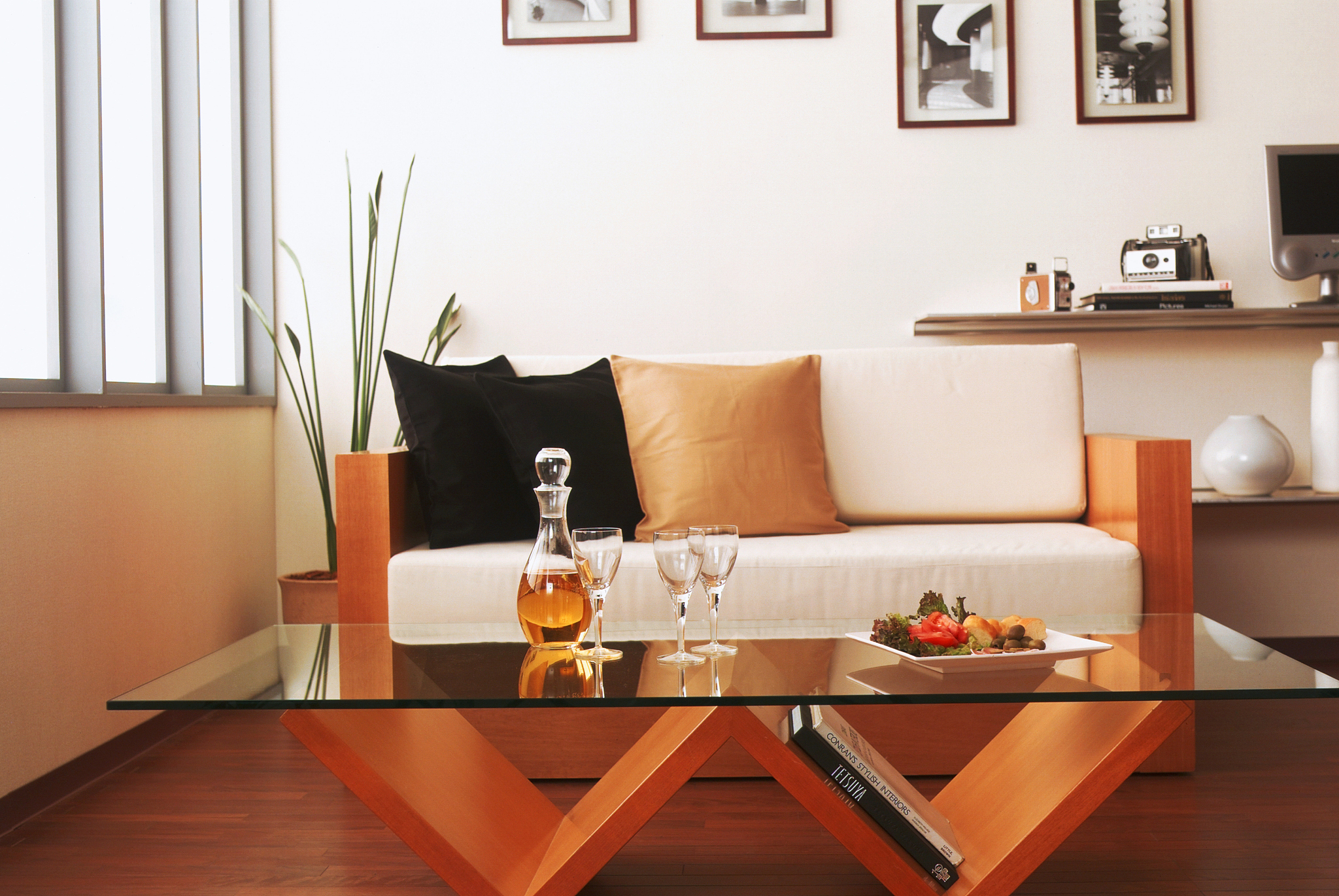 living room with modern coffee table
