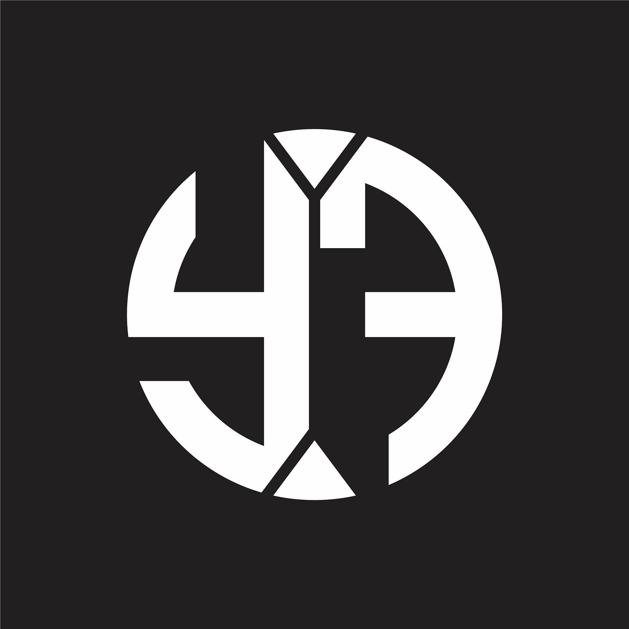 yf logo monogram with piece circle ribbon style