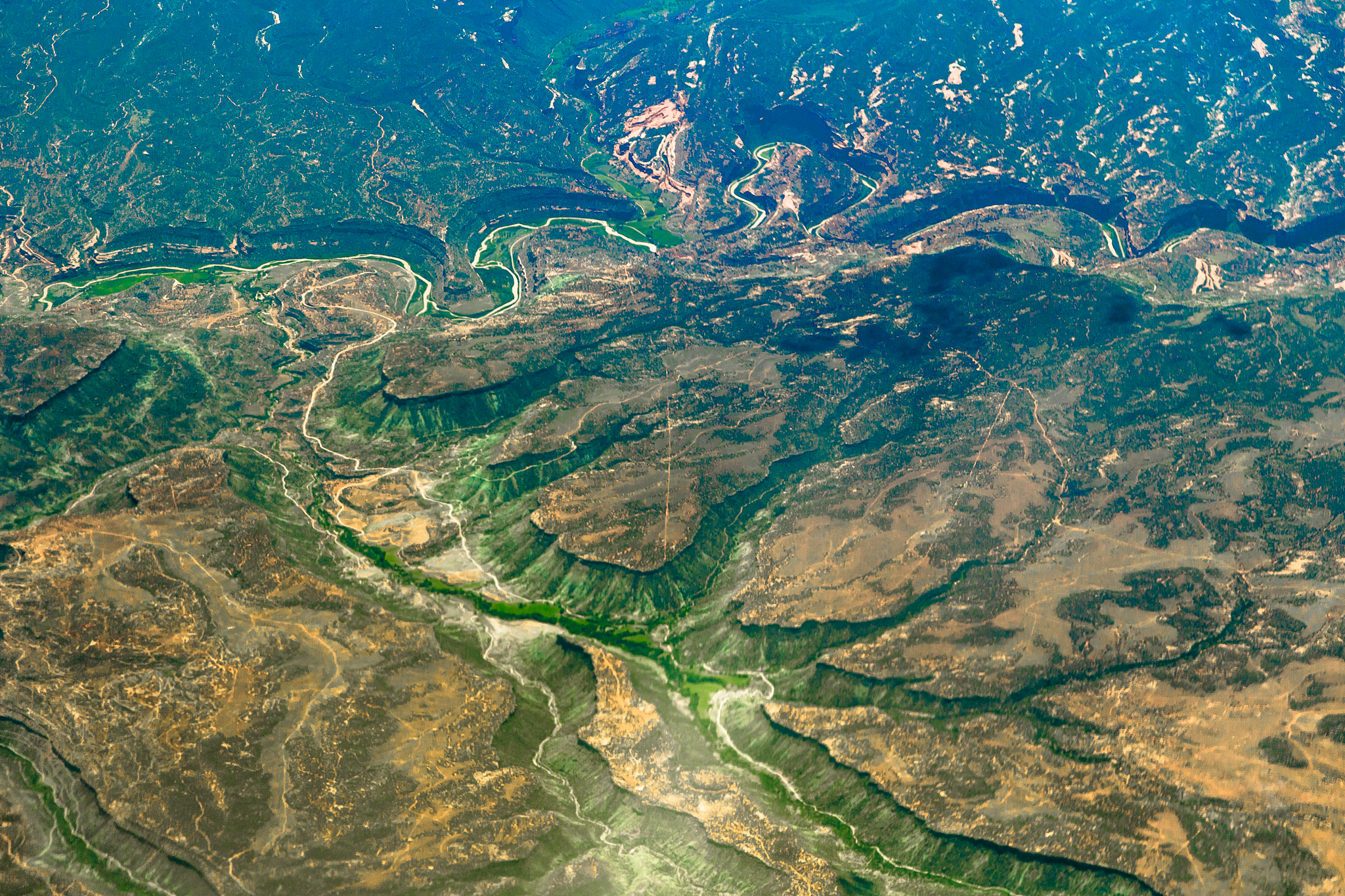 confluence of two rivers in desert