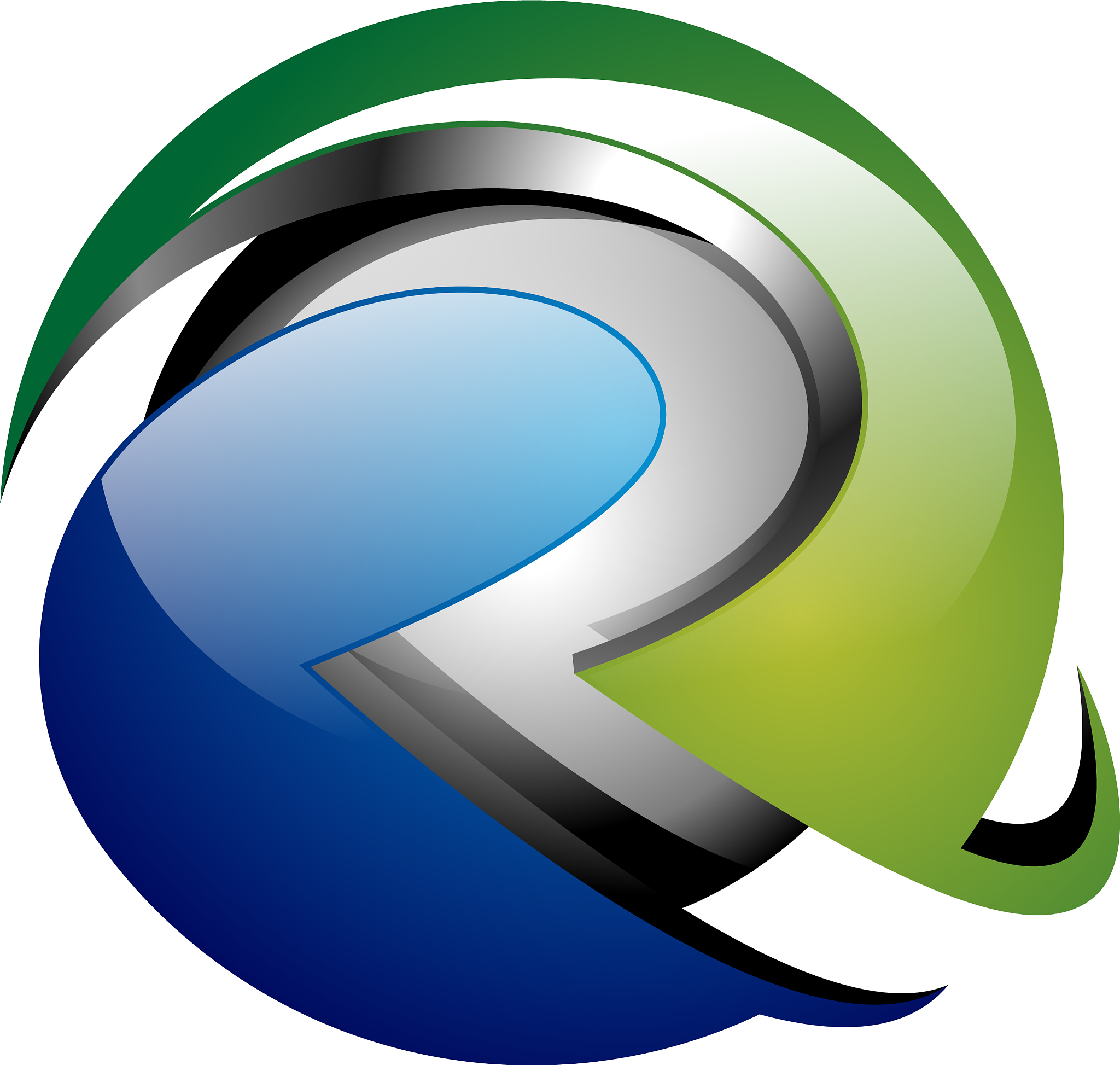 r letter initial 3d shiny ball technology