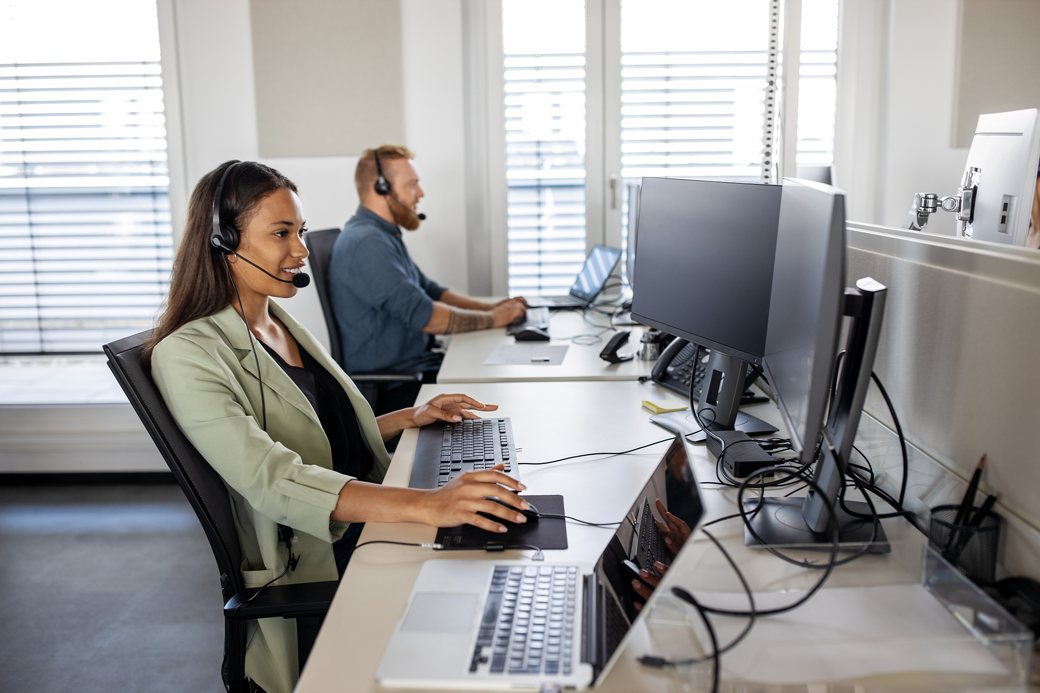 young people working in call center