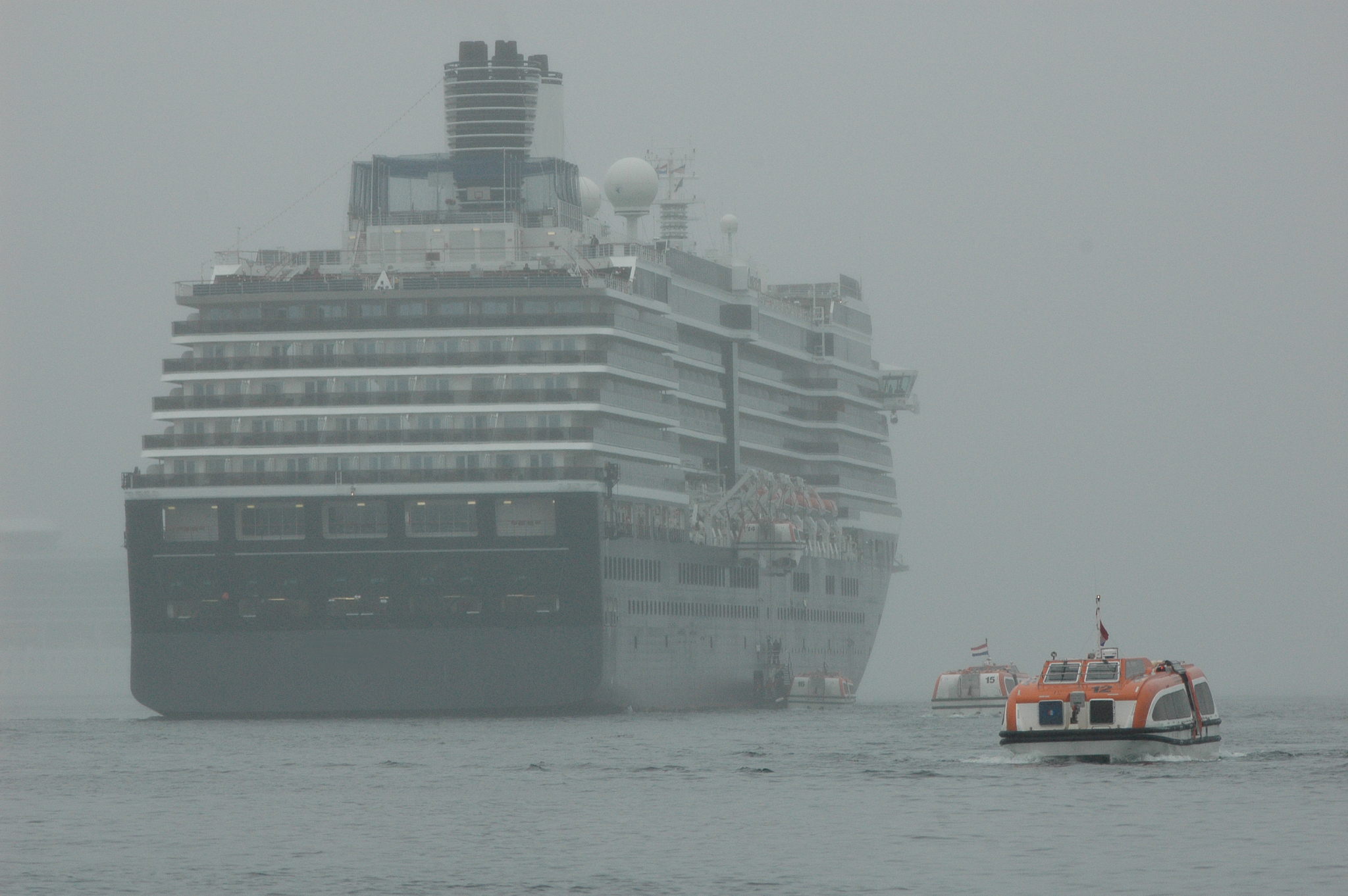 foggy cruise ship