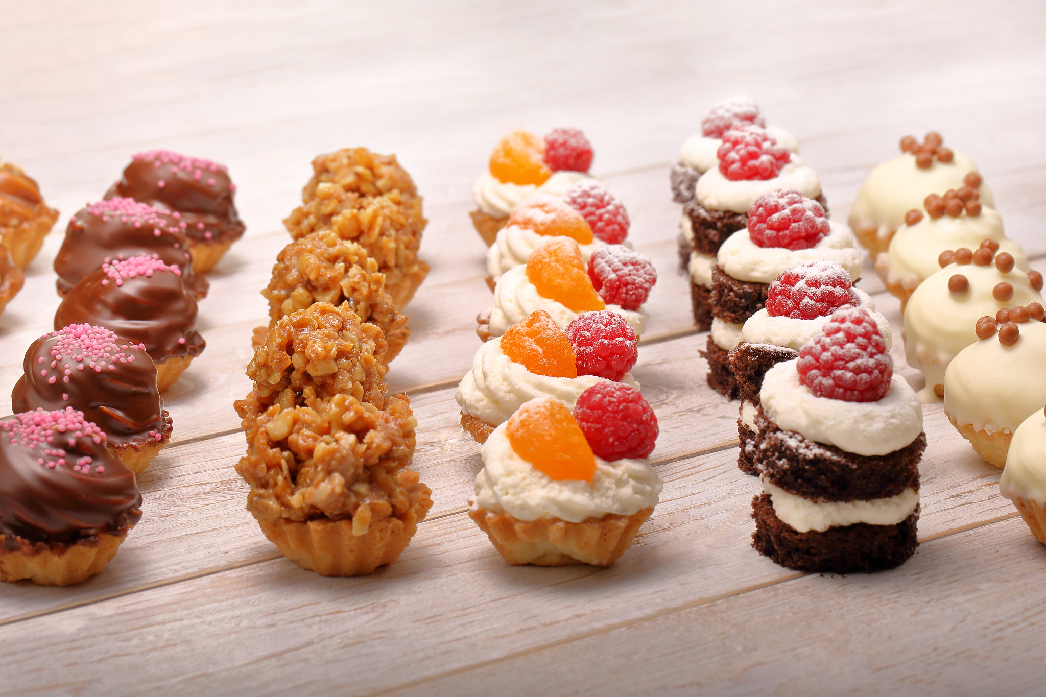 sweet cookies, closeup of various kinds of cakes on event or wed