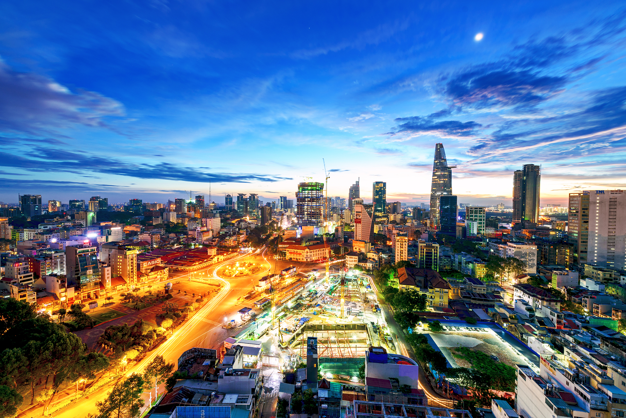sunrise on benthanh land at ho chi minh city