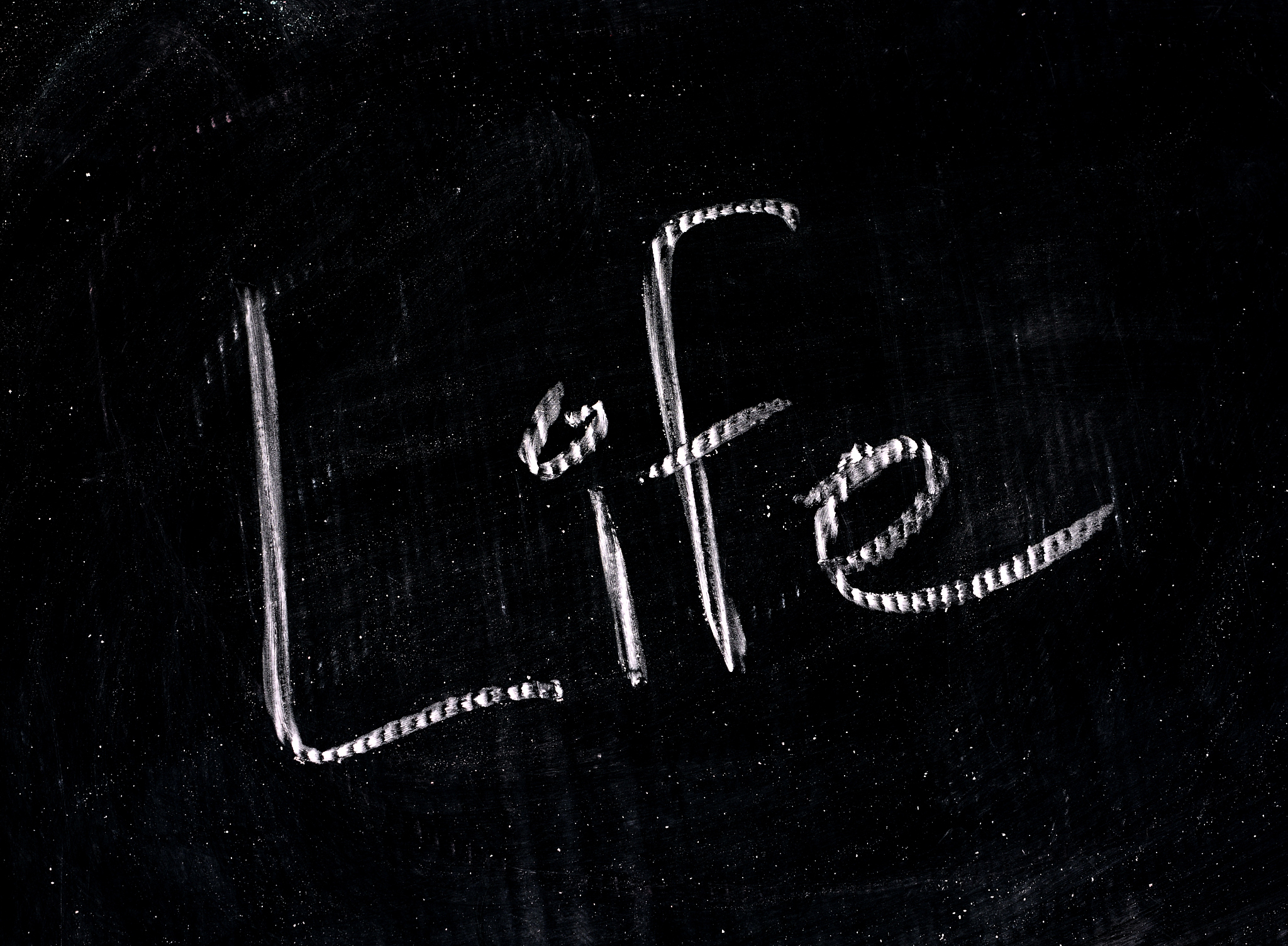 life handwritten with white chalk
