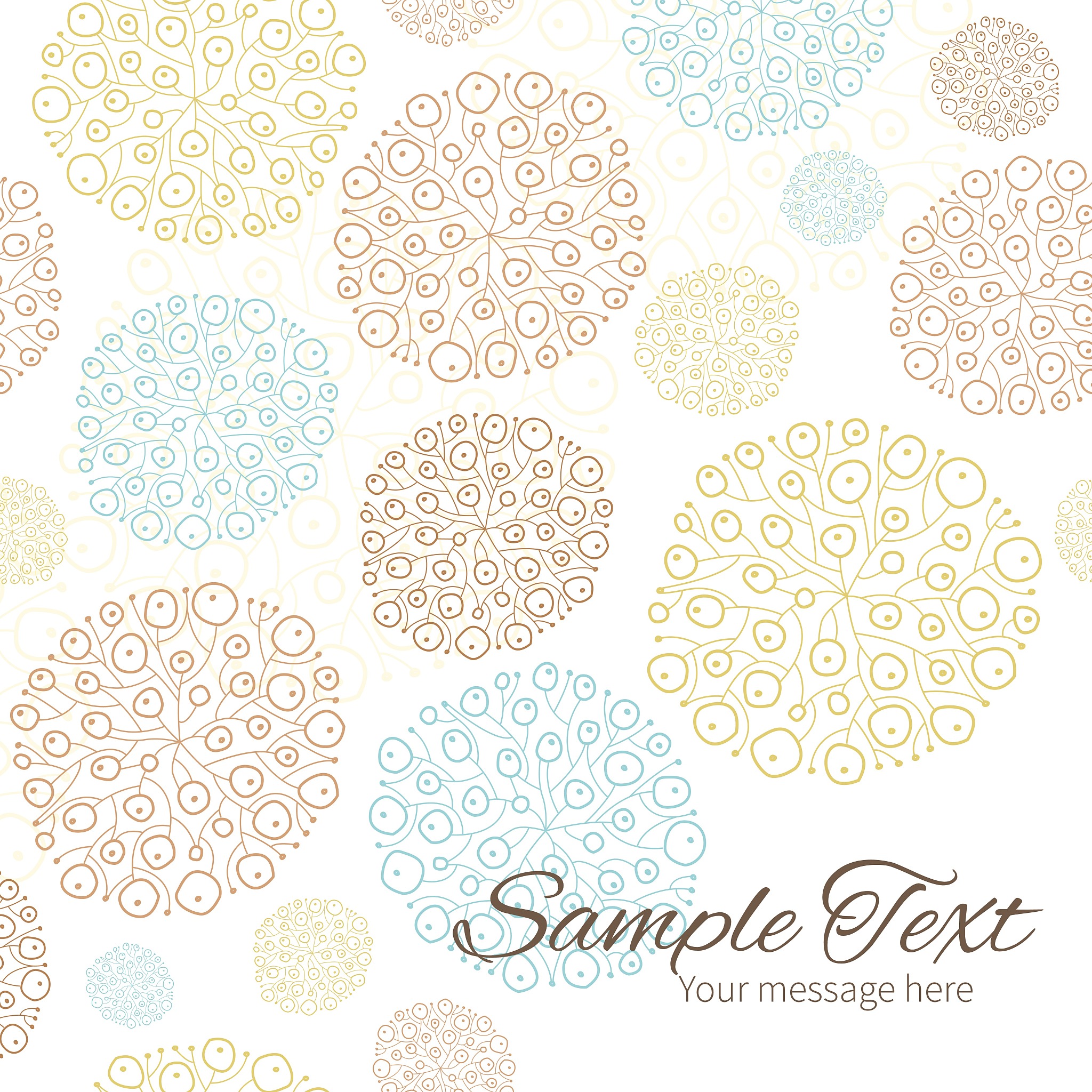 vector blue brown abstract seaweed texture frame corner pattern