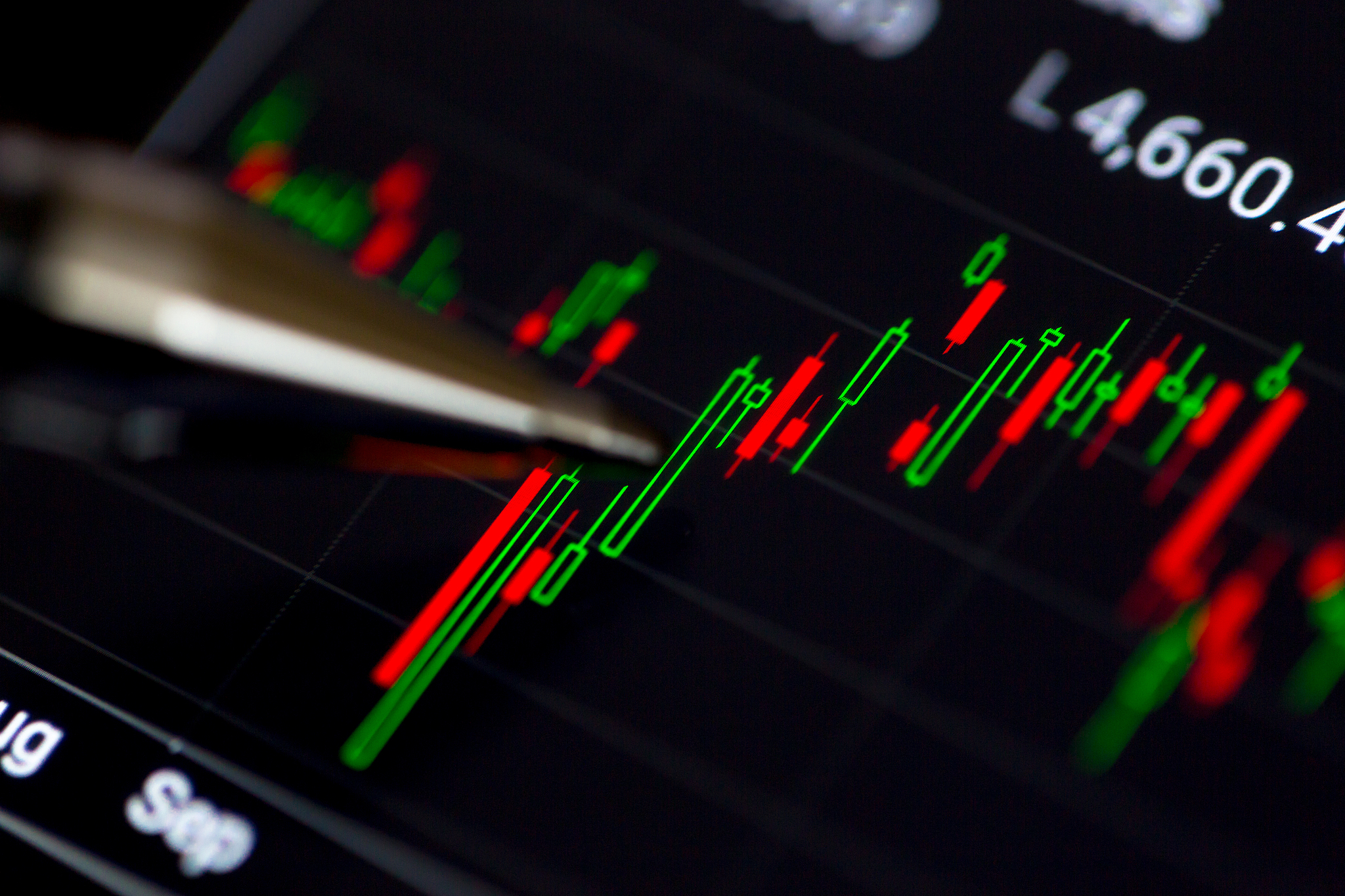 stock exchange chart on smart phone