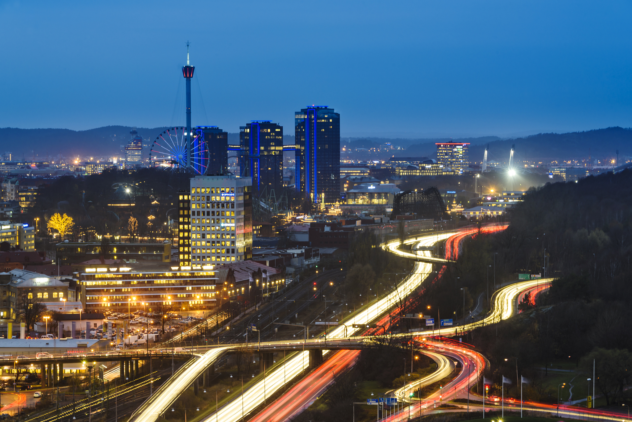 city traffic at dusk