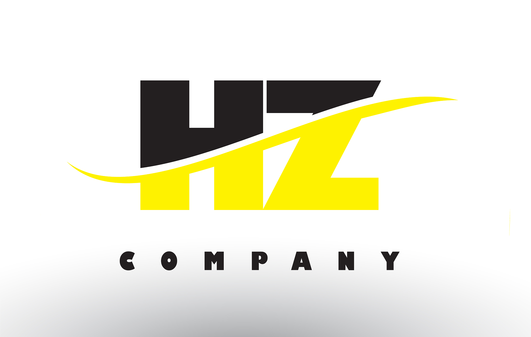 hz h z black and yellow letter logo with swoosh