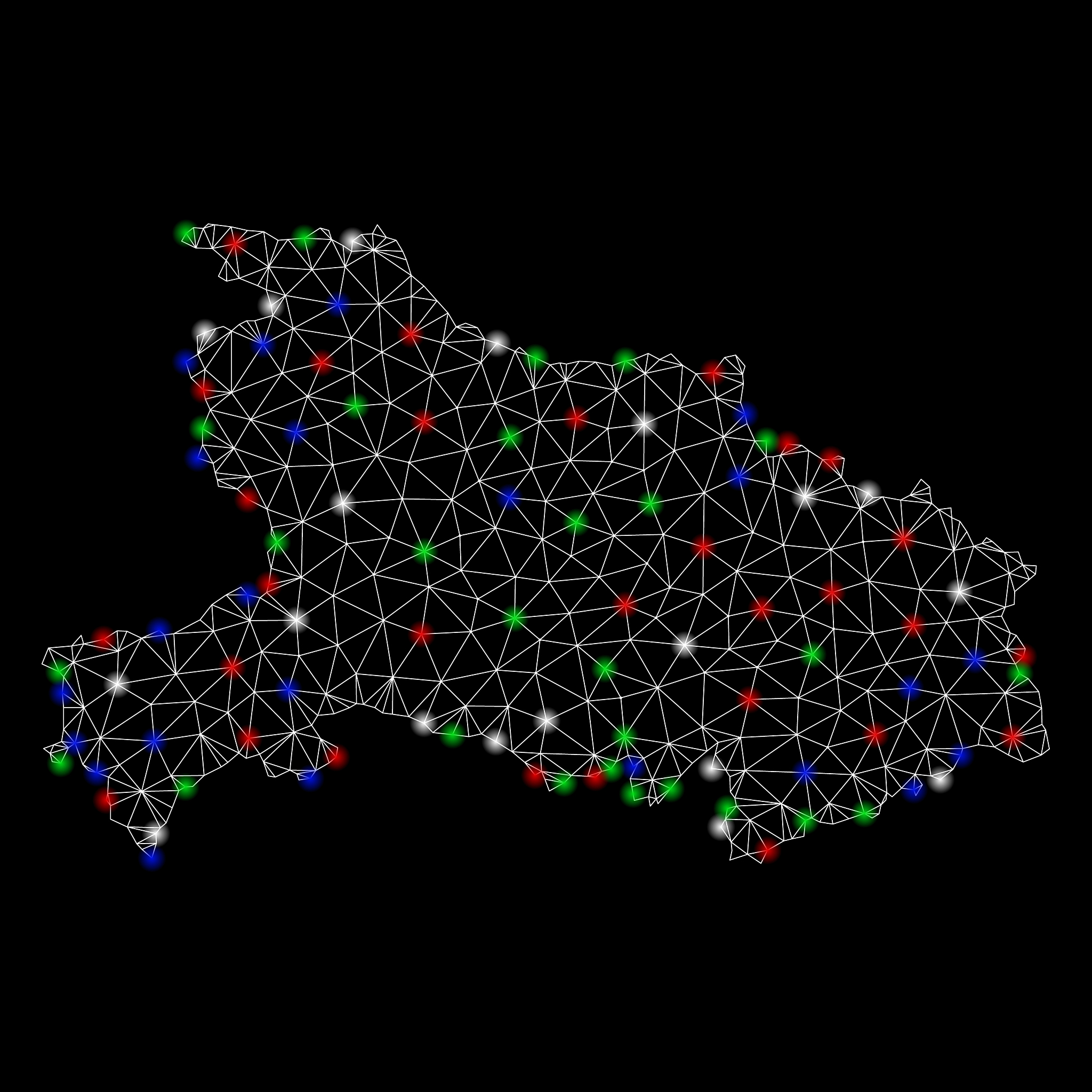 bright mesh 2d hubei province map with light spots