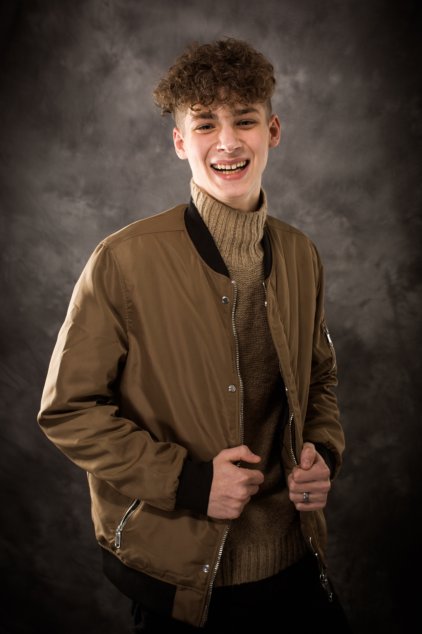 white teenage boy studio portrait