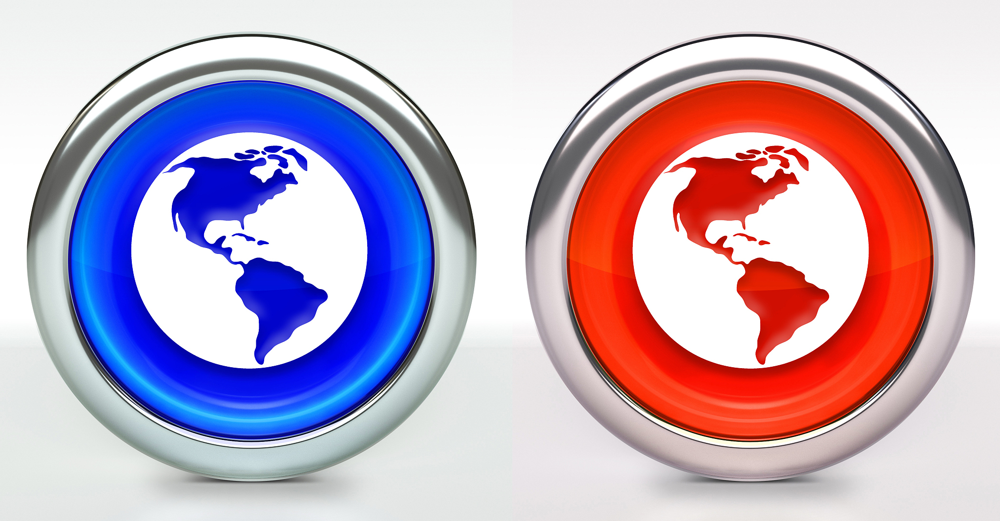 planet earth icon on button with metallic rim