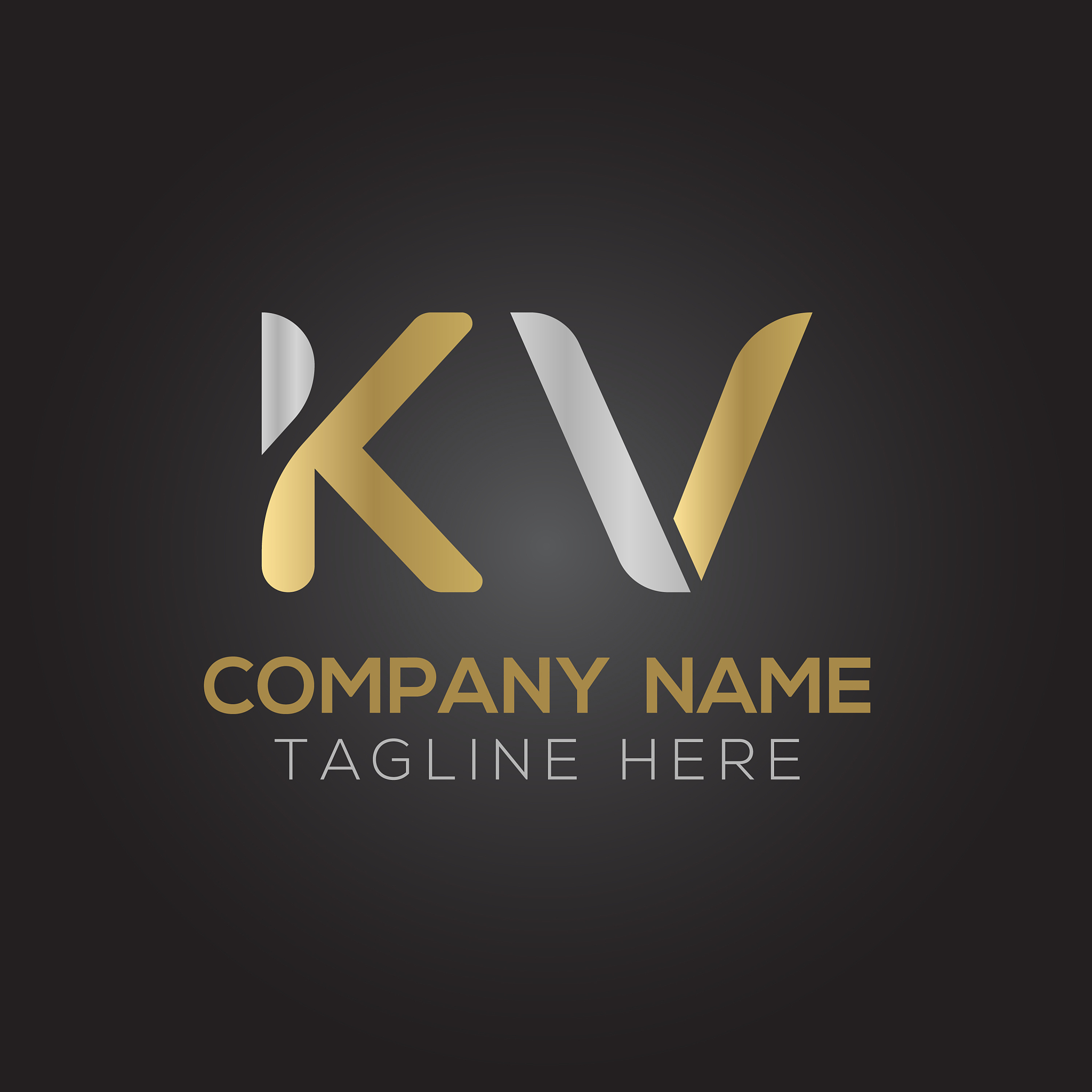 initial alphabet kv logo design template abstract