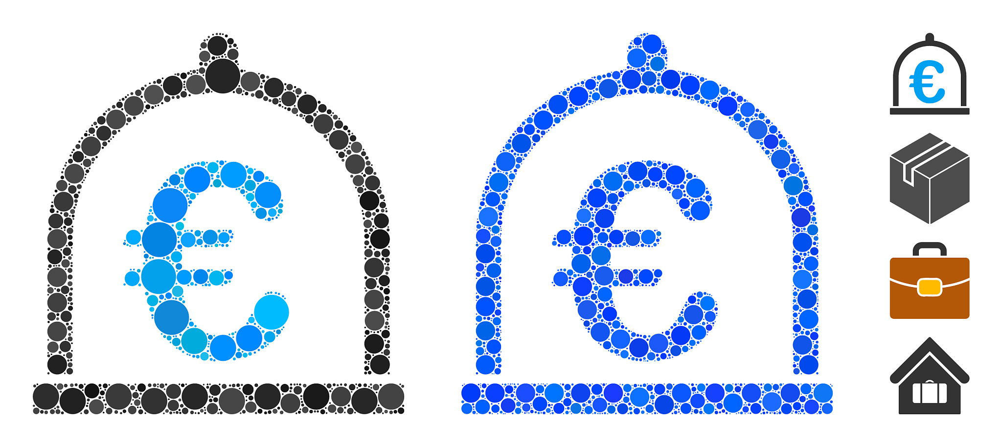 euro storage composition icon round dots