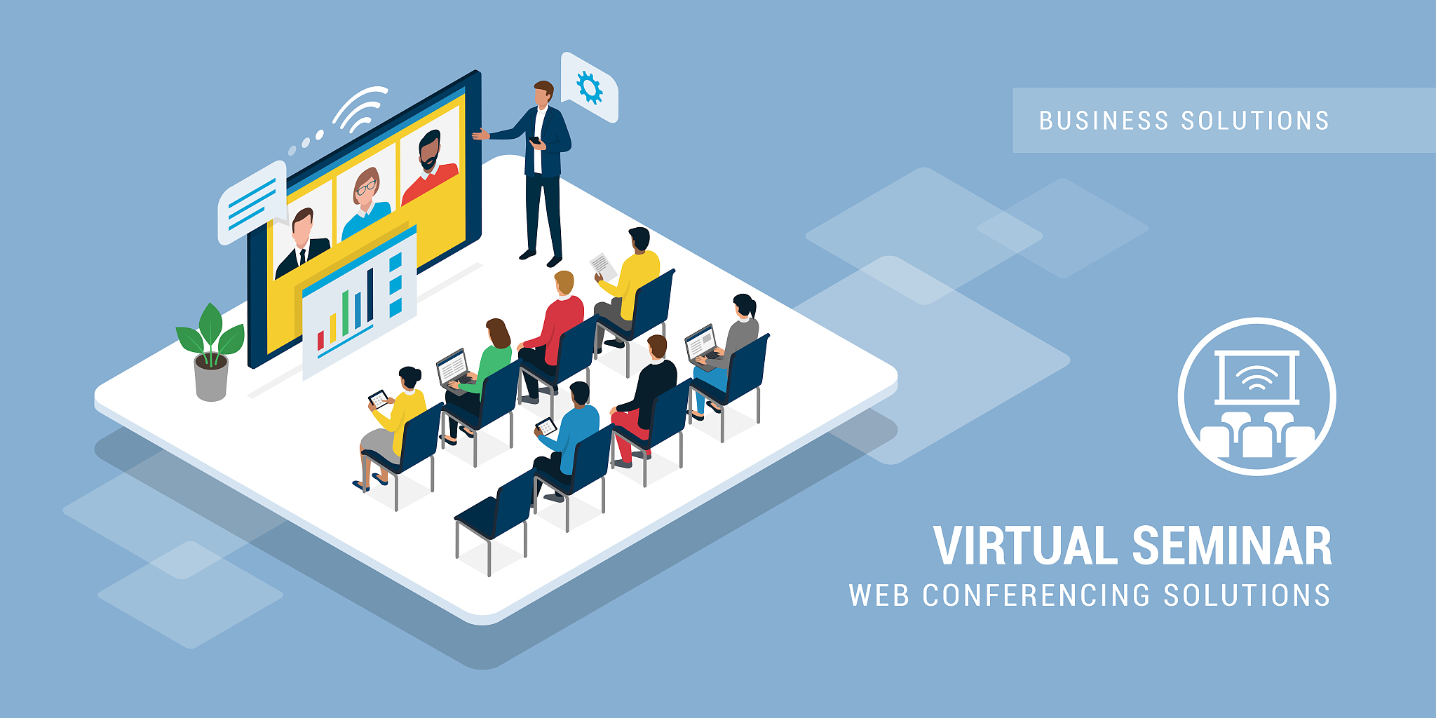 business team having a video conference during a meeting