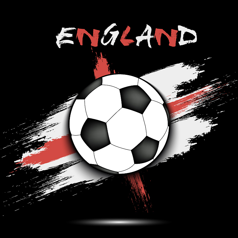 soccer ball and england flag