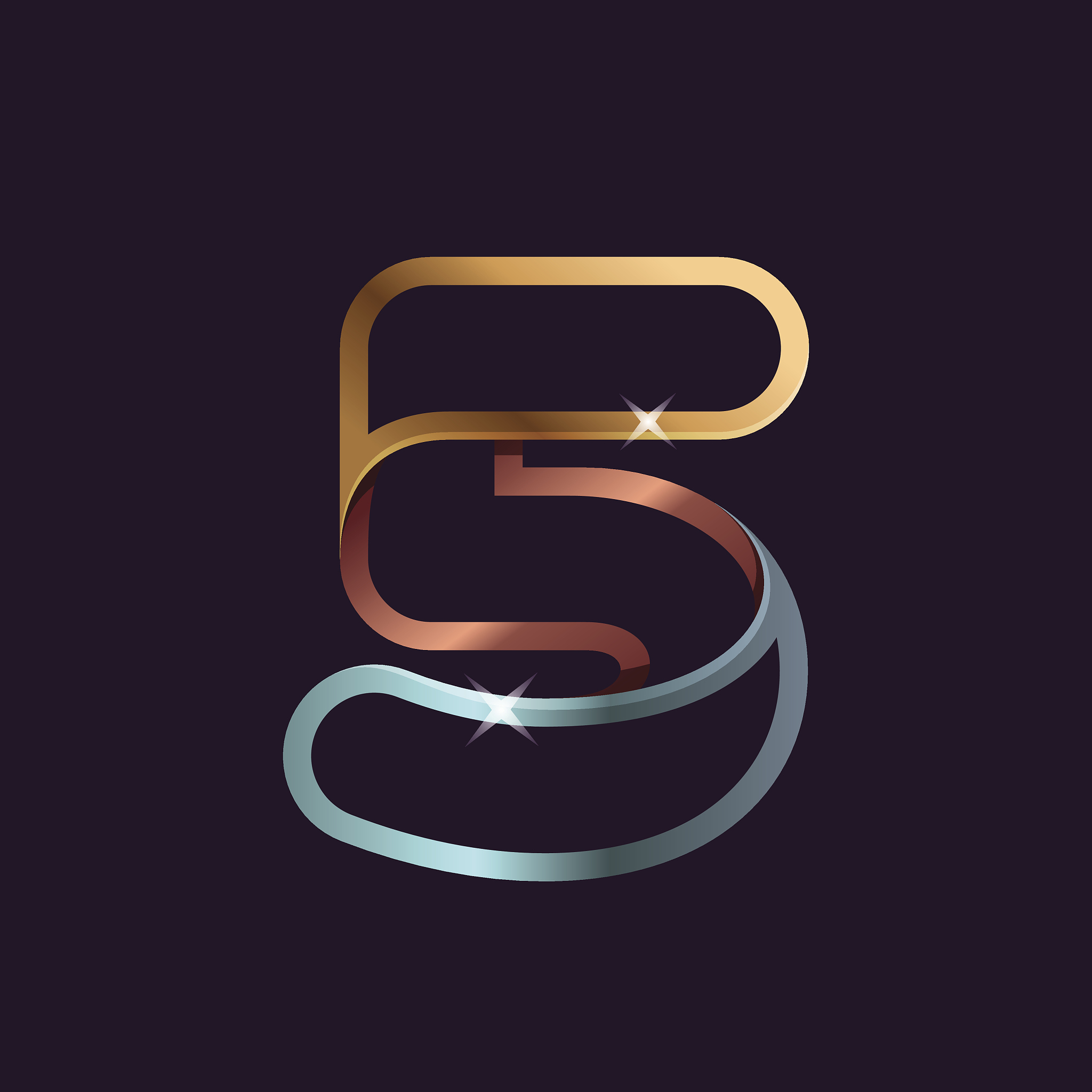 golden line number five icon.