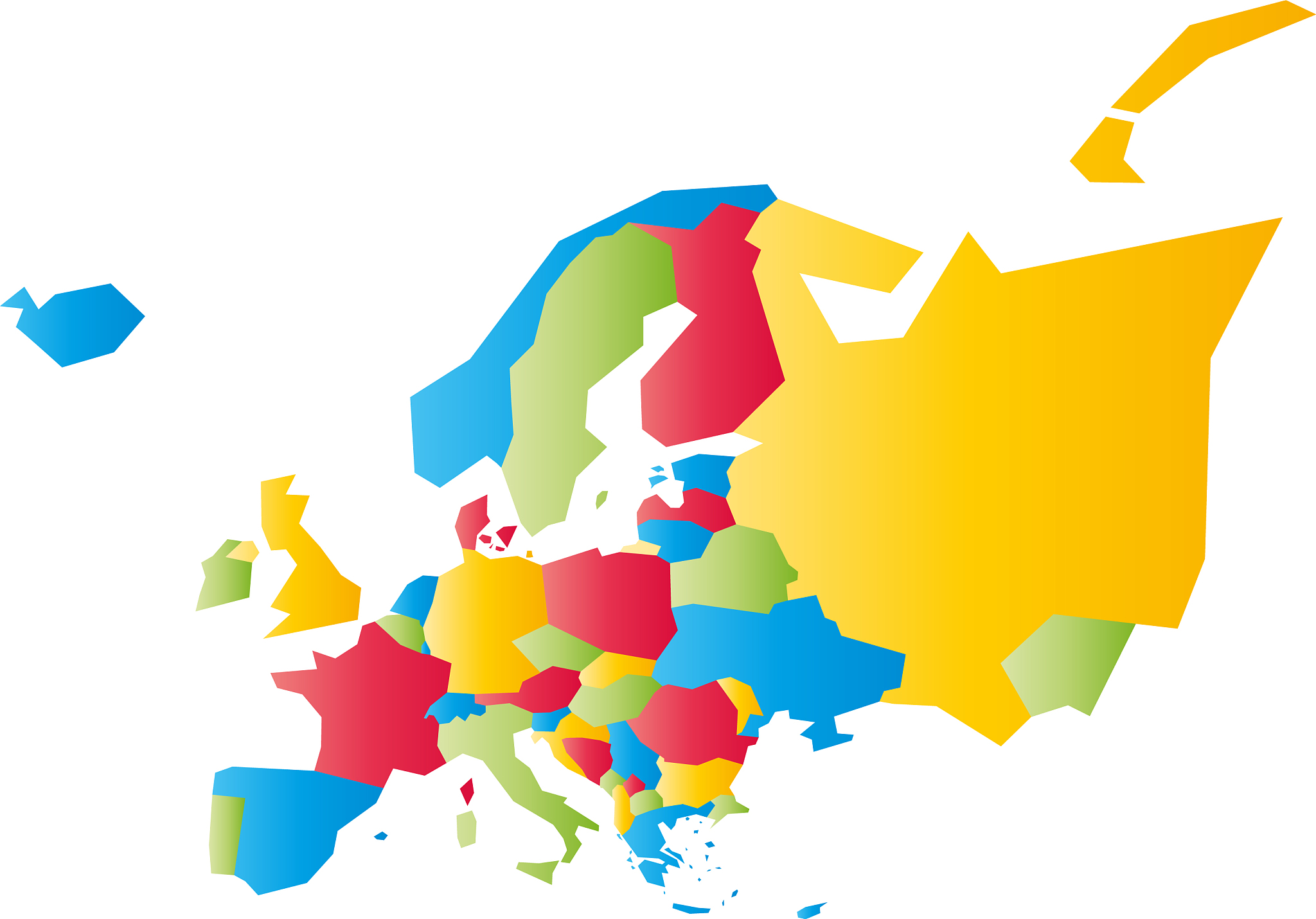 very simplified infographical political map of