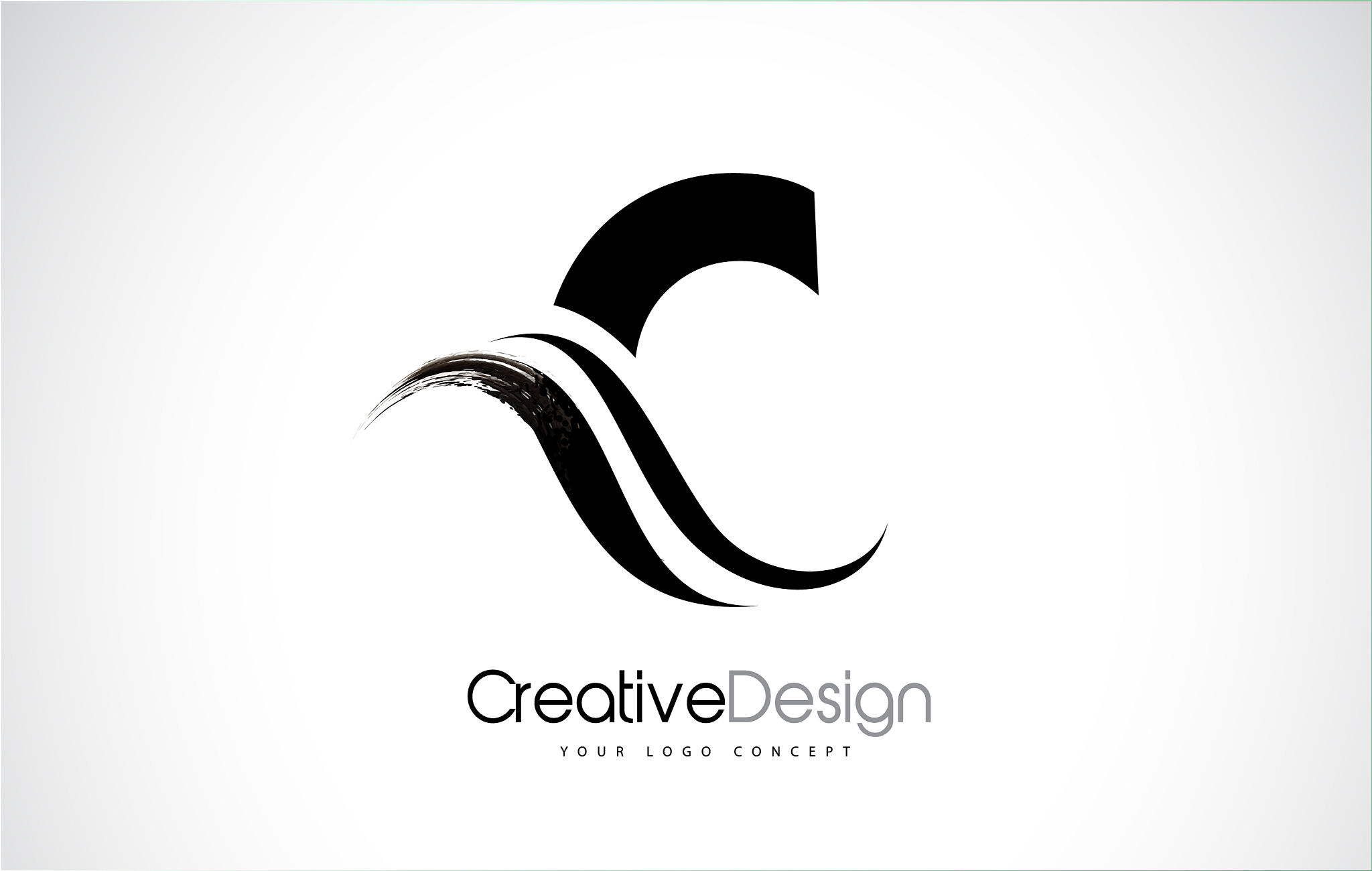 c letter design brush paint stroke