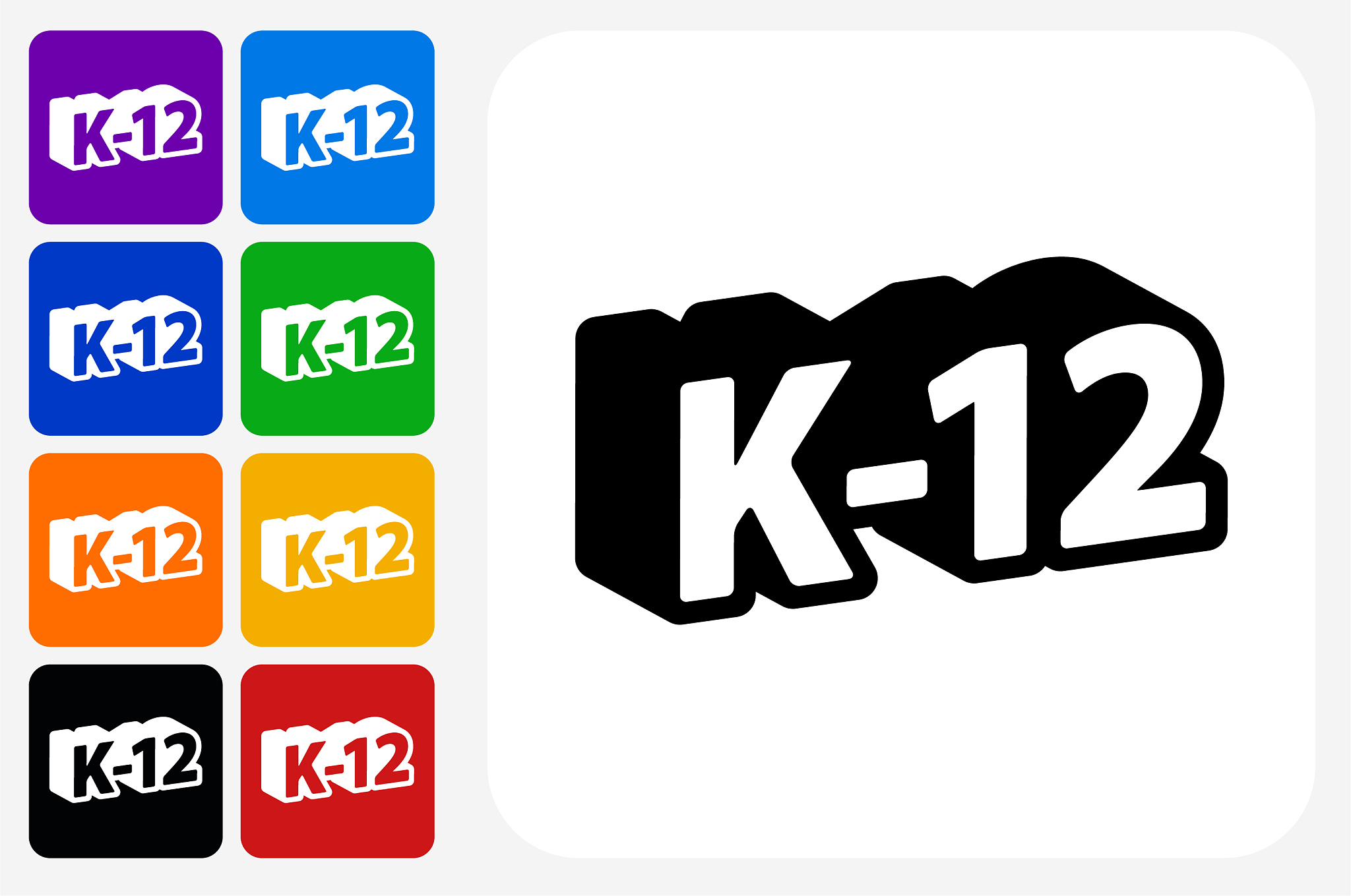 k-12 grades icon square button set
