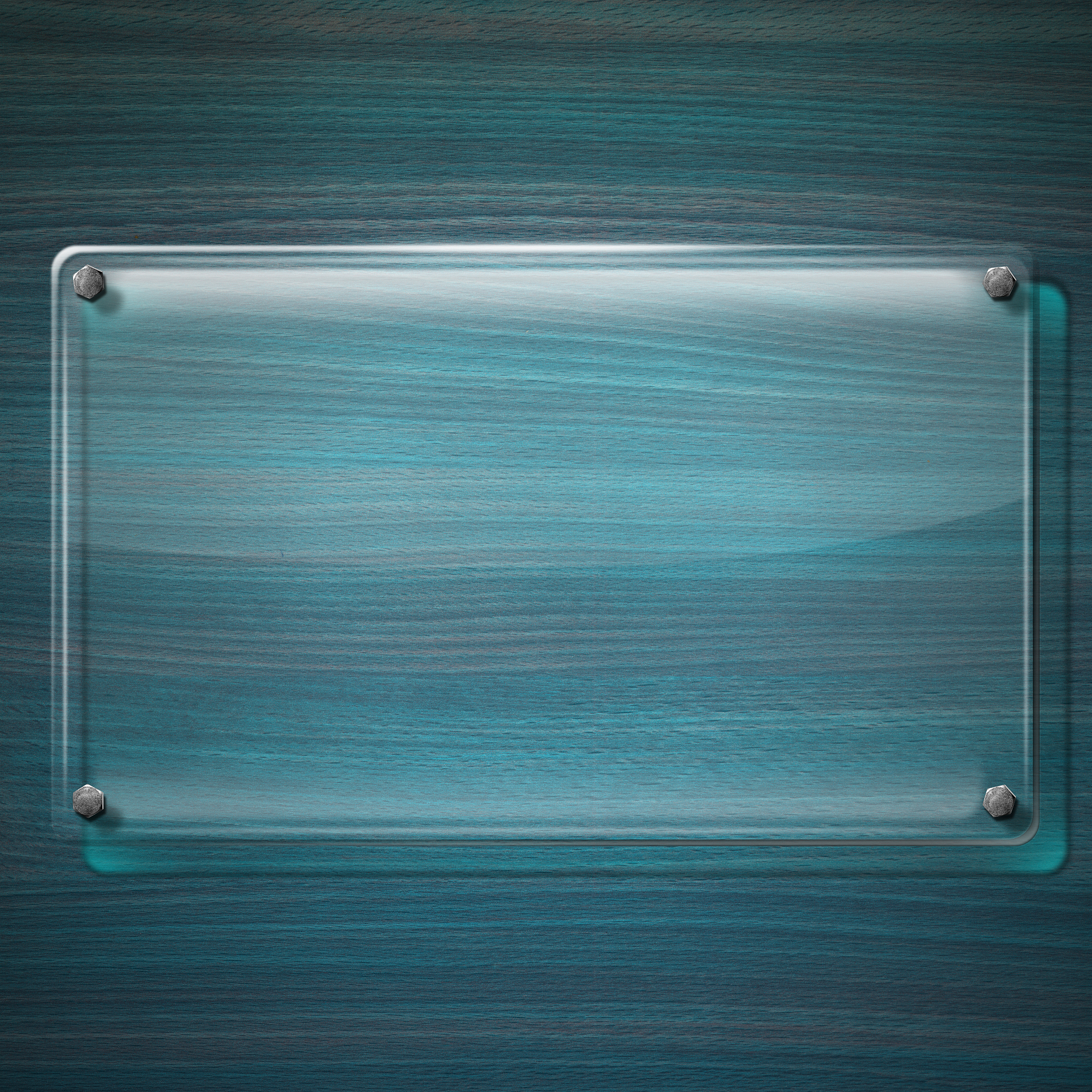 gl<strong>a</strong>ss plate on turquoise wood background