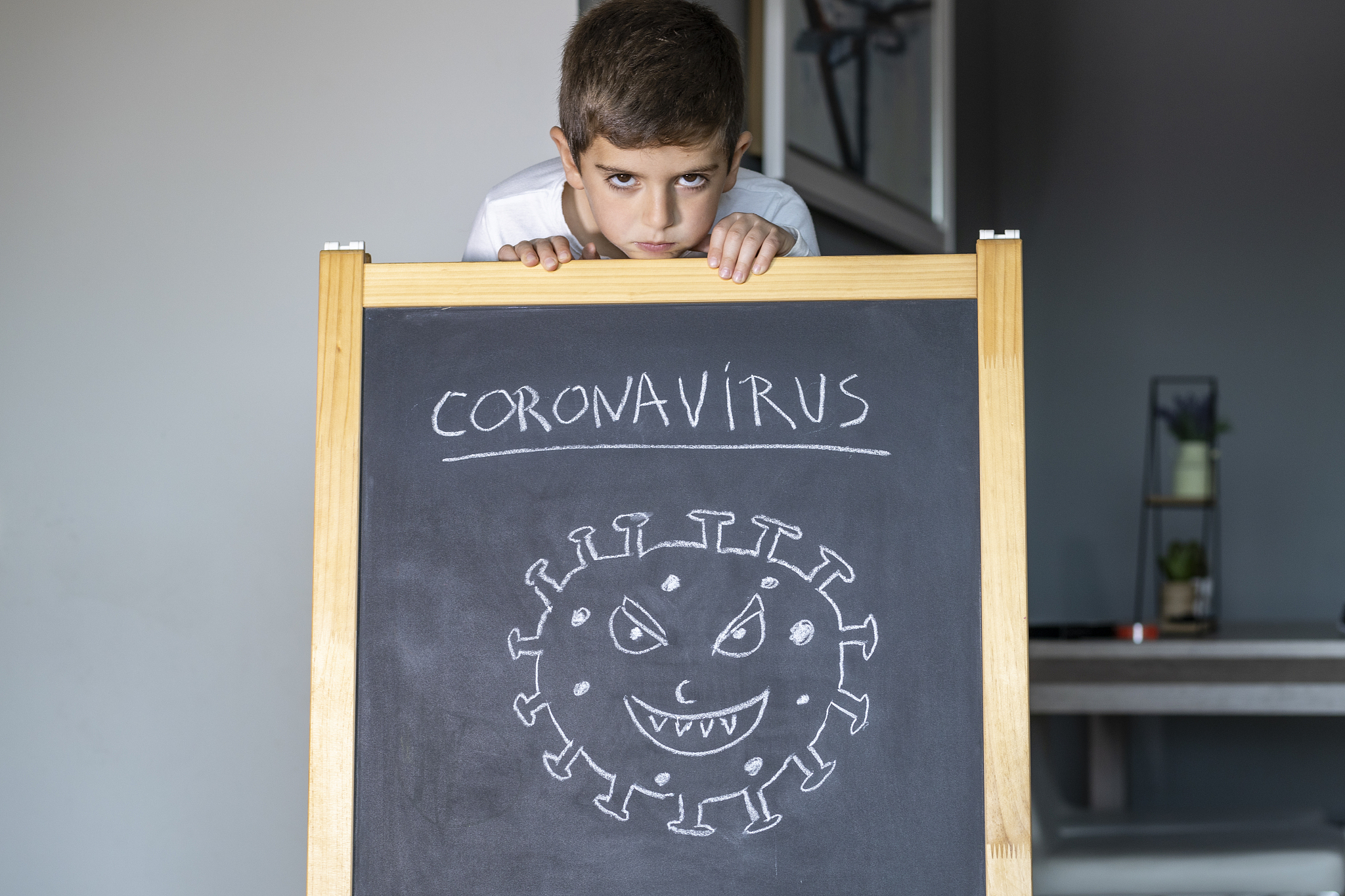 portrait of boy with text