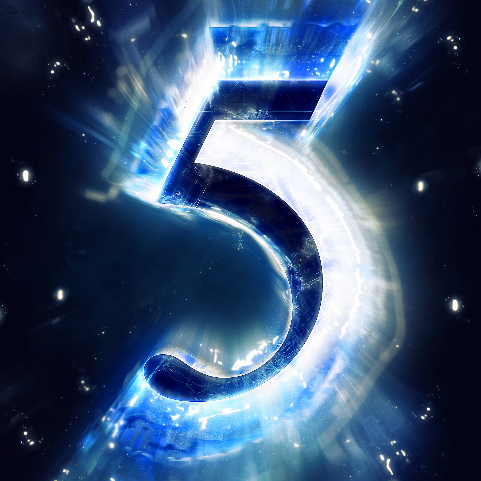 blue abstract digit 5