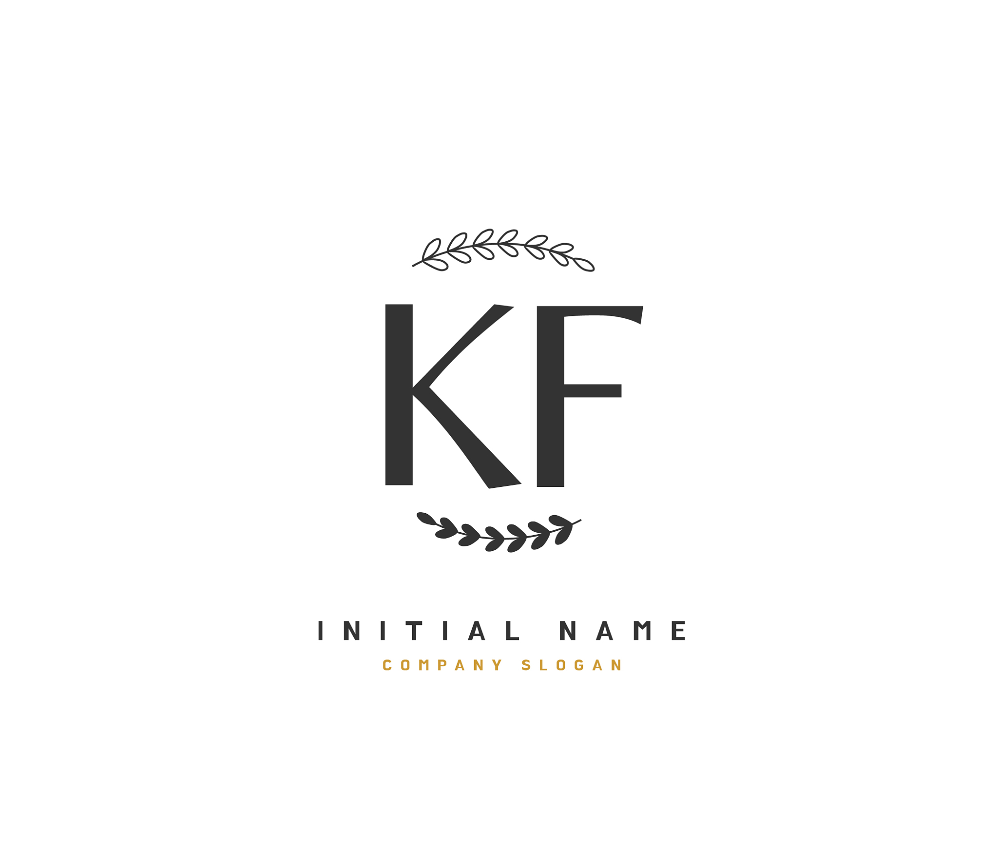 k f kf beauty initial logo handwriting logo of