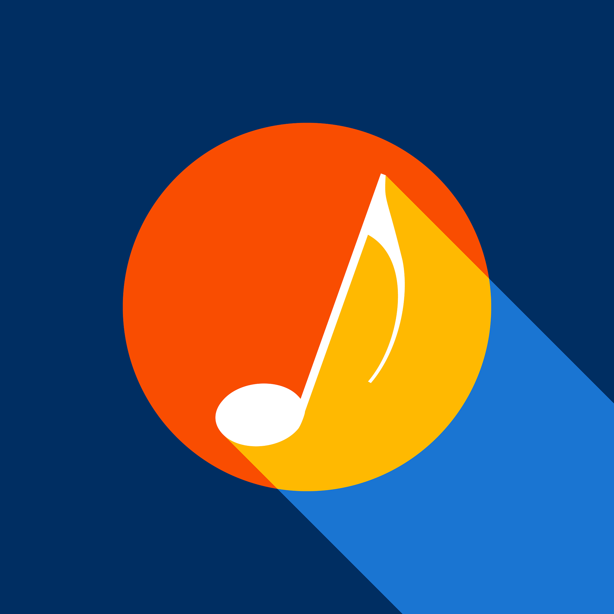 music note sign white icon on tangelo